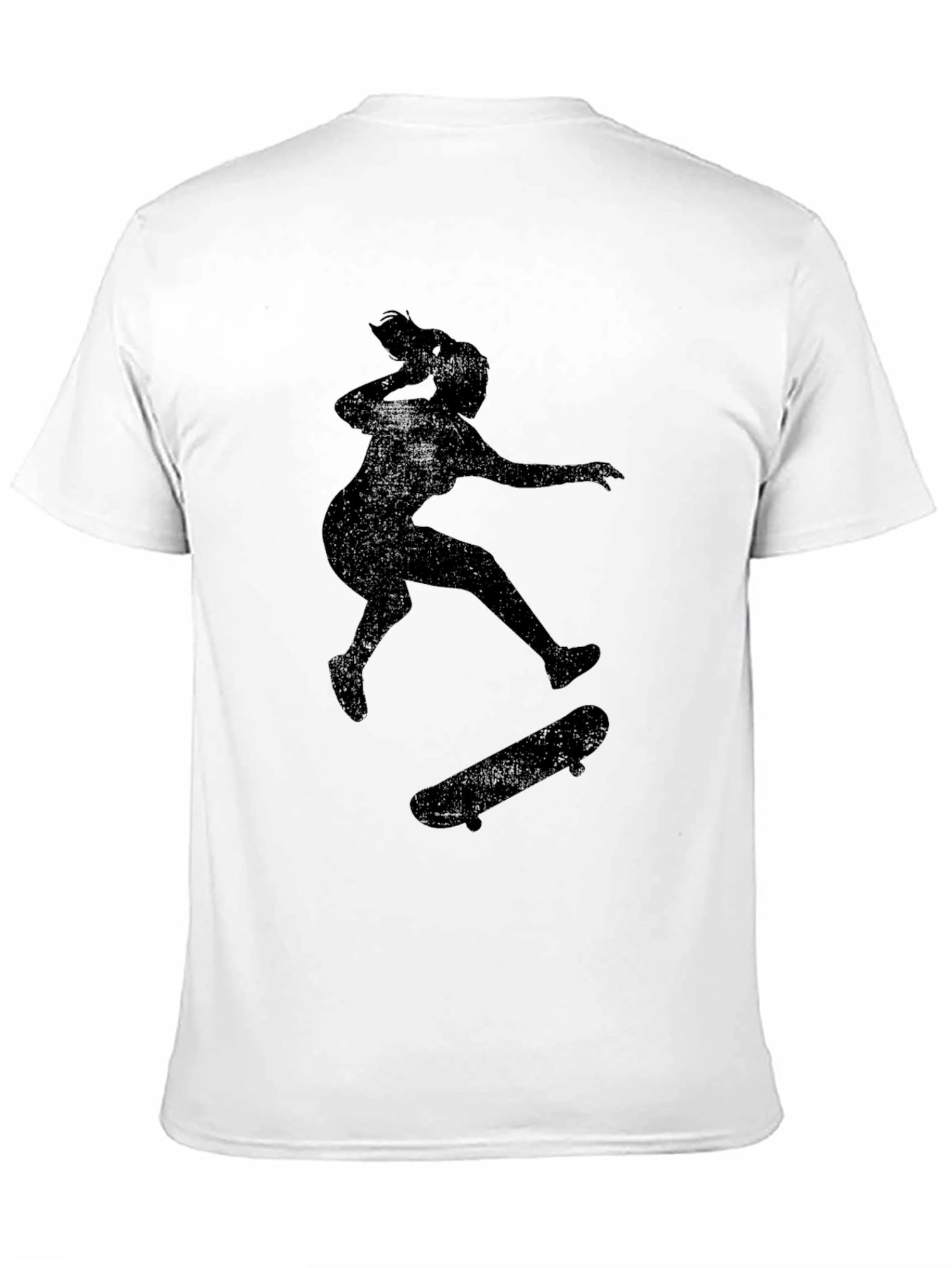 Black Skateboarder Graphic Tee - Black Cotton Casual T-Shirt view 11