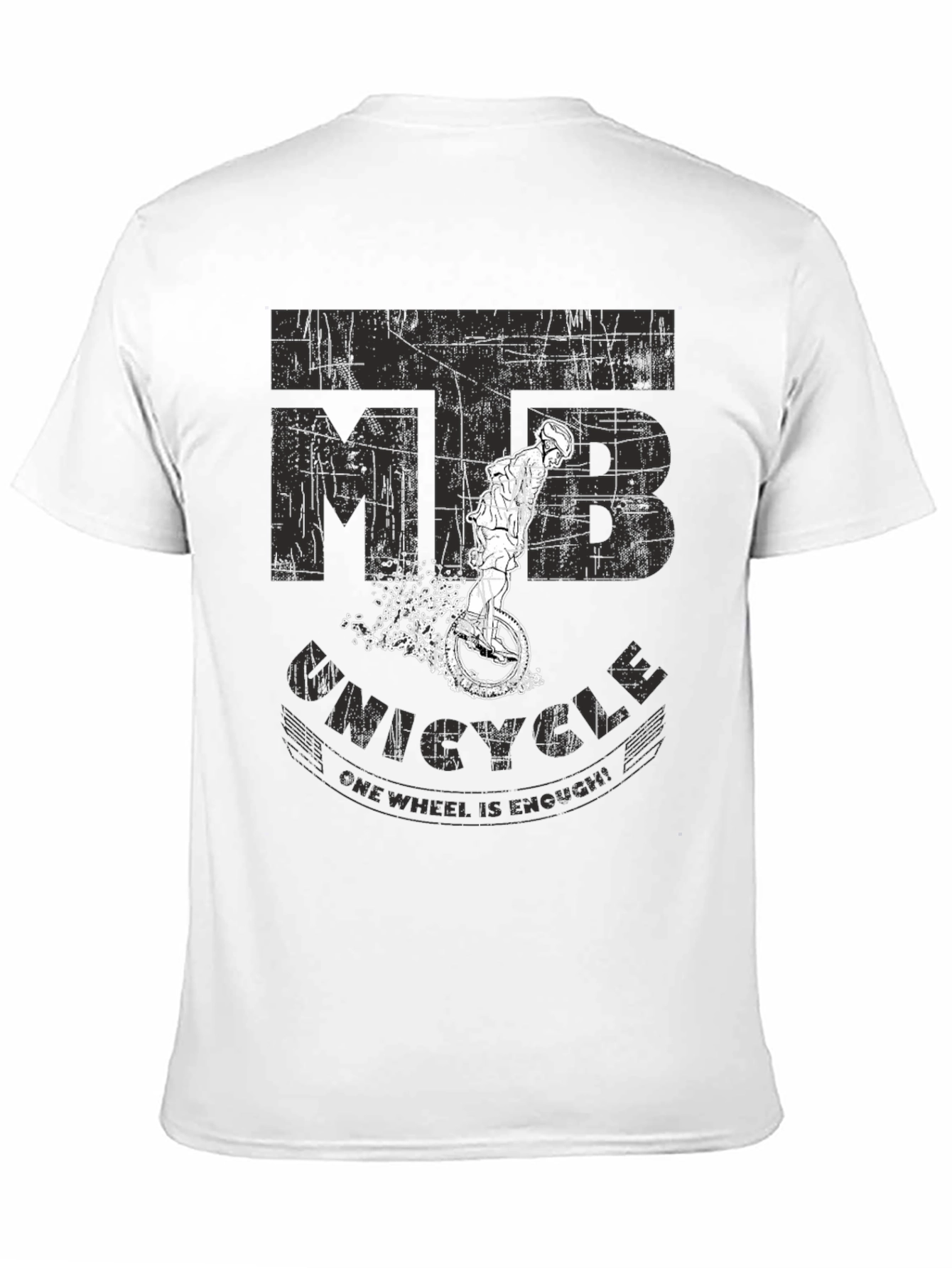 Black MTB Unicycle T-Shirt - One Wheel is Enough! view 11