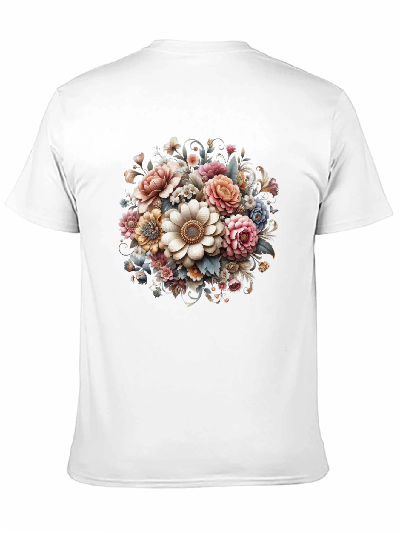 Black Floral Bouquet Graphic Black T-Shirt view 11