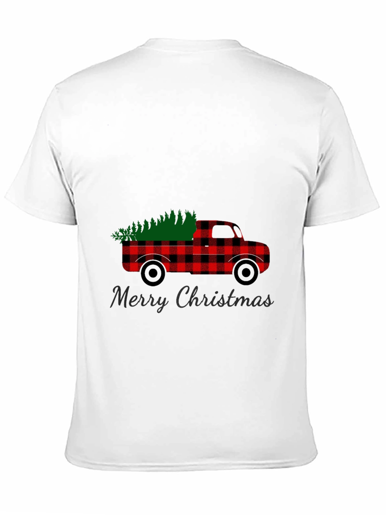 Black Merry Christmas Buffalo Plaid Truck T-Shirt view 11