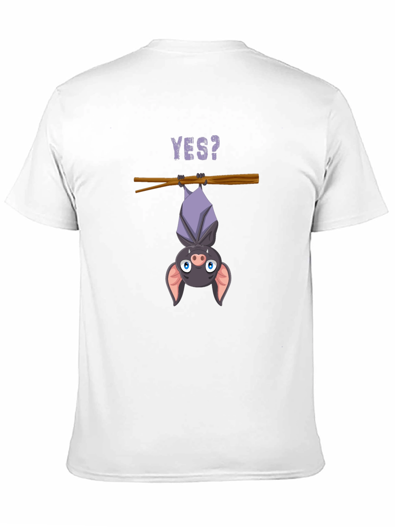 Black Cartoon Bat T-Shirt - Hanging Yes? Graphic Tee view 11
