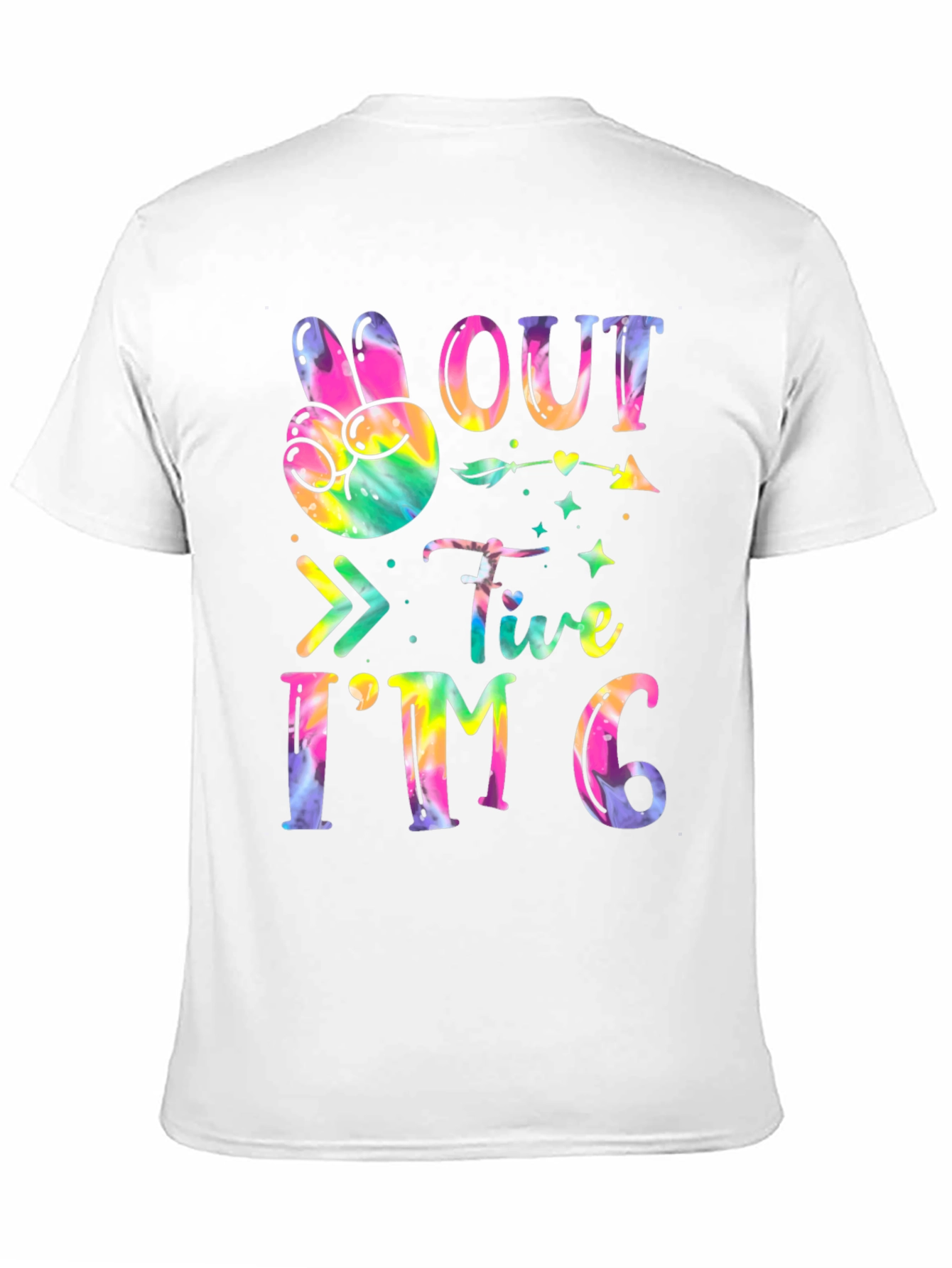 Black Peace Out Five I'm Six Tie Dye Birthday T-Shirt view 11