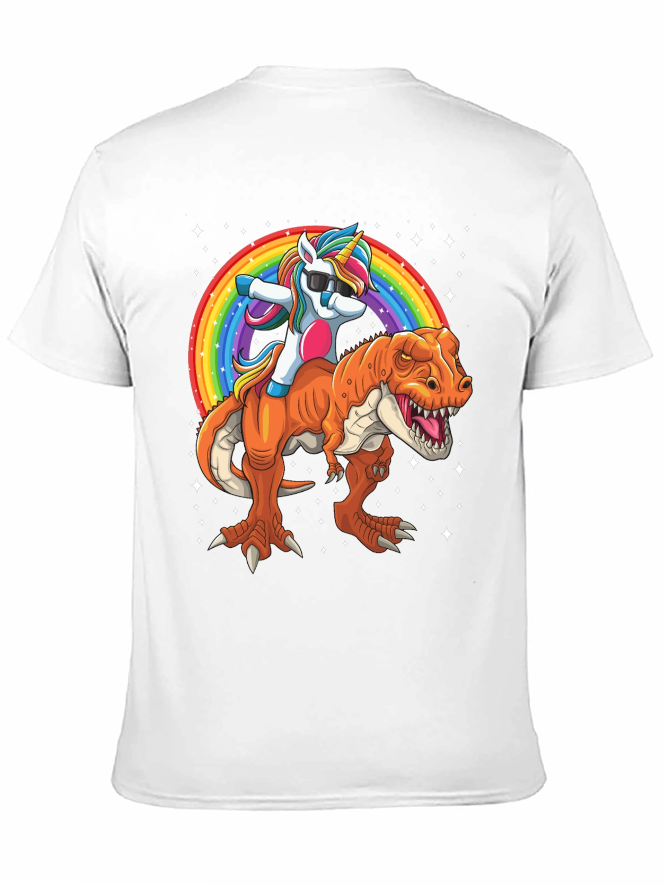 Black Unicorn Riding Dinosaur Men's Graphic T-Shirt view 11