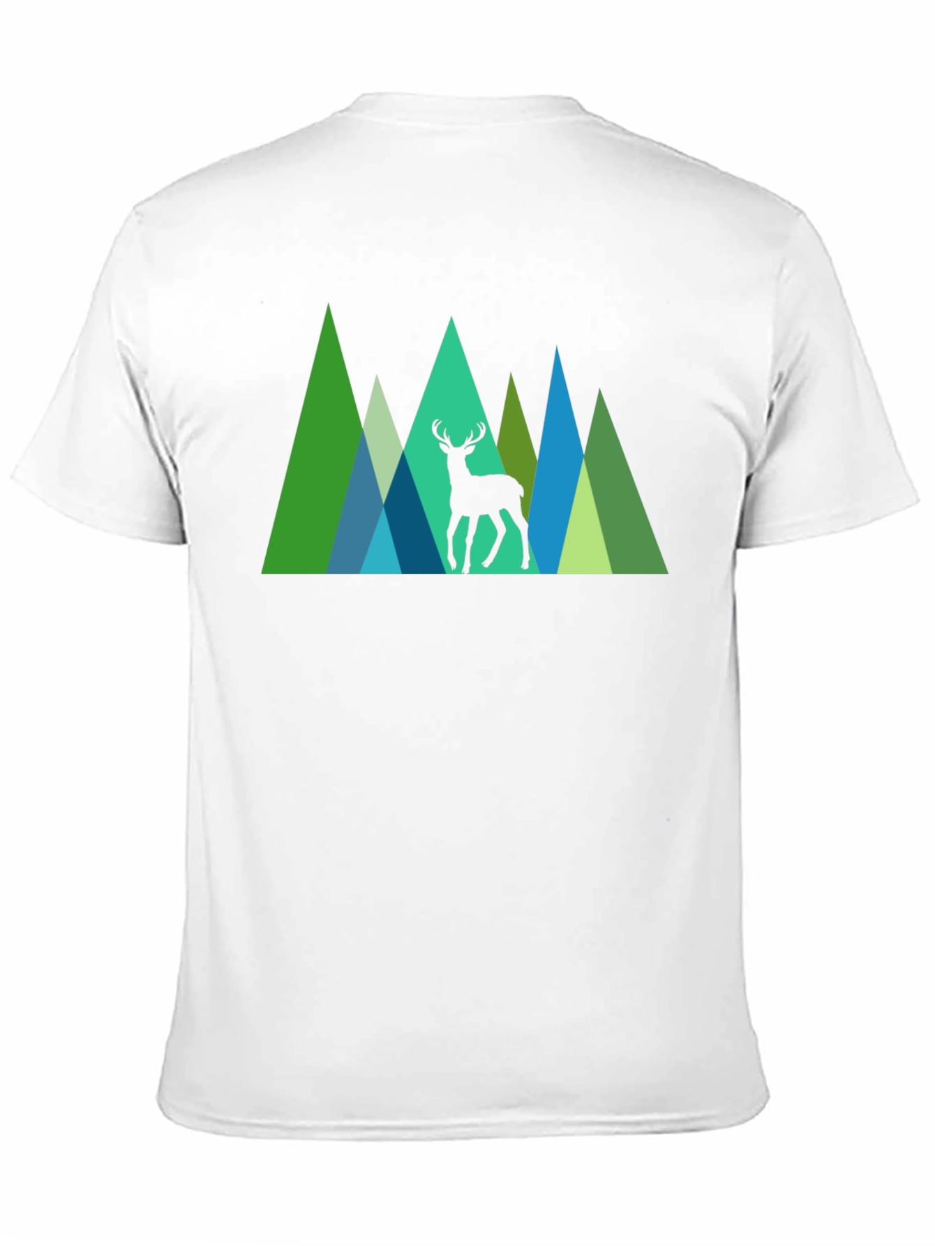 Black Geometric Deer Graphic Tee - Nature Inspired Black T-Shirt view 11