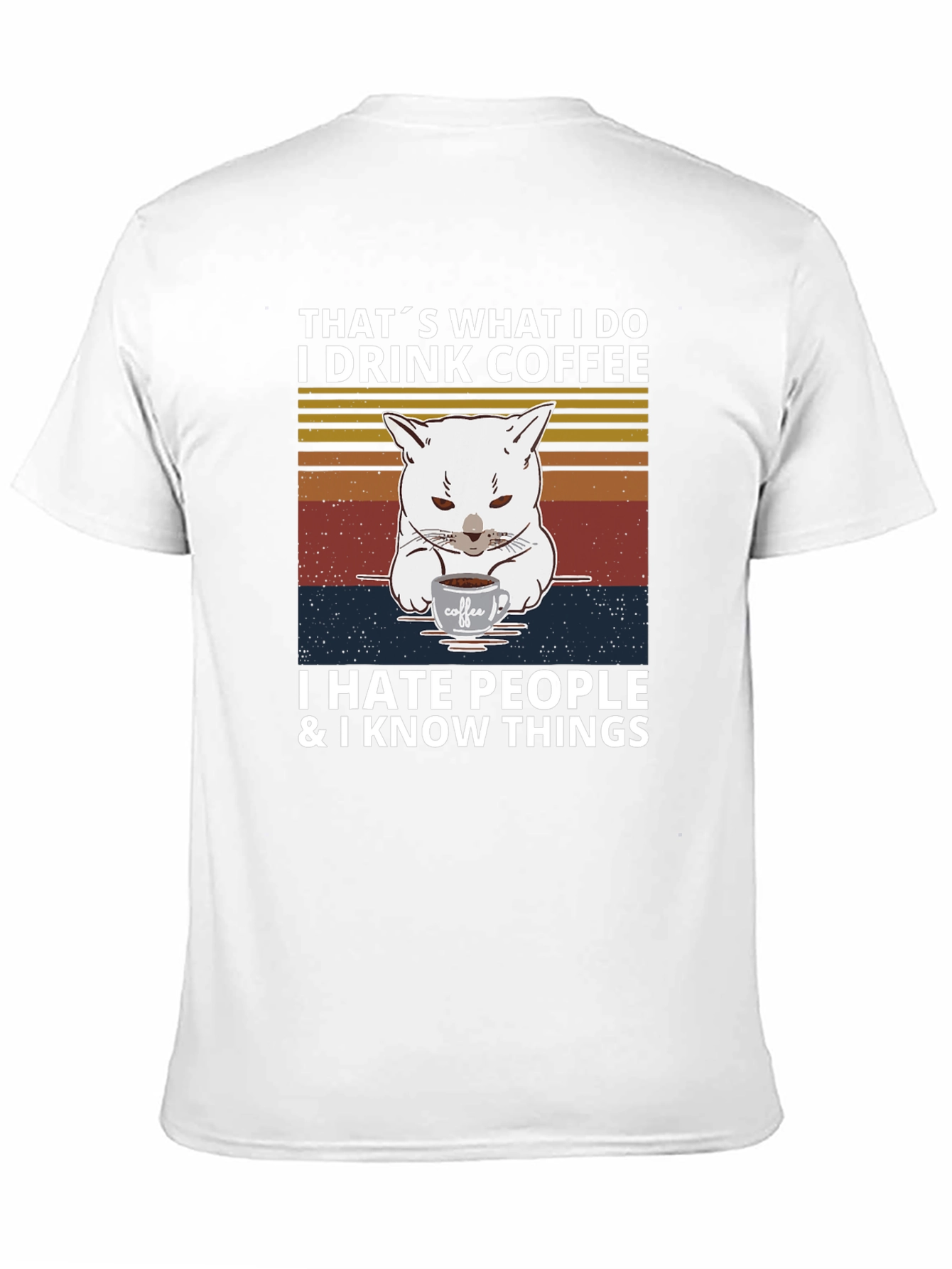 Black I Drink Coffee, I Hate People Cat T-Shirt view 11