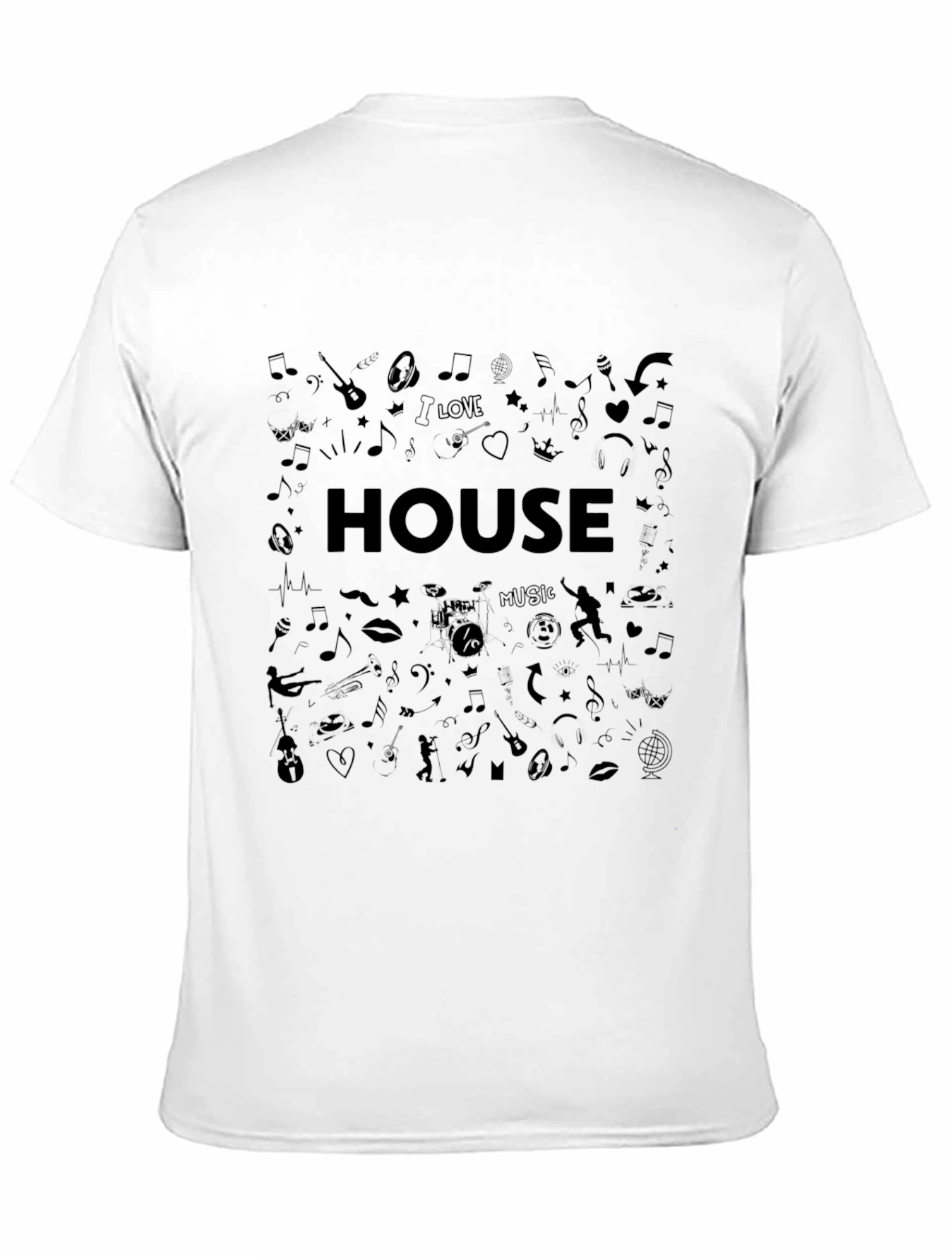 Black House Music Graphic Tee - Unisex Black T-Shirt view 11