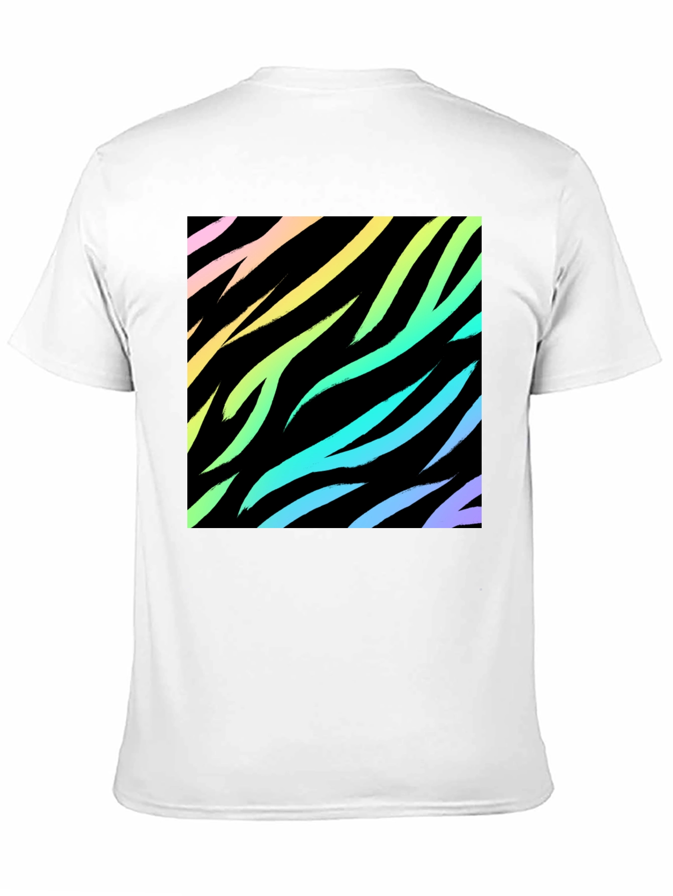 Black Rainbow Zebra Print Black T-Shirt view 11