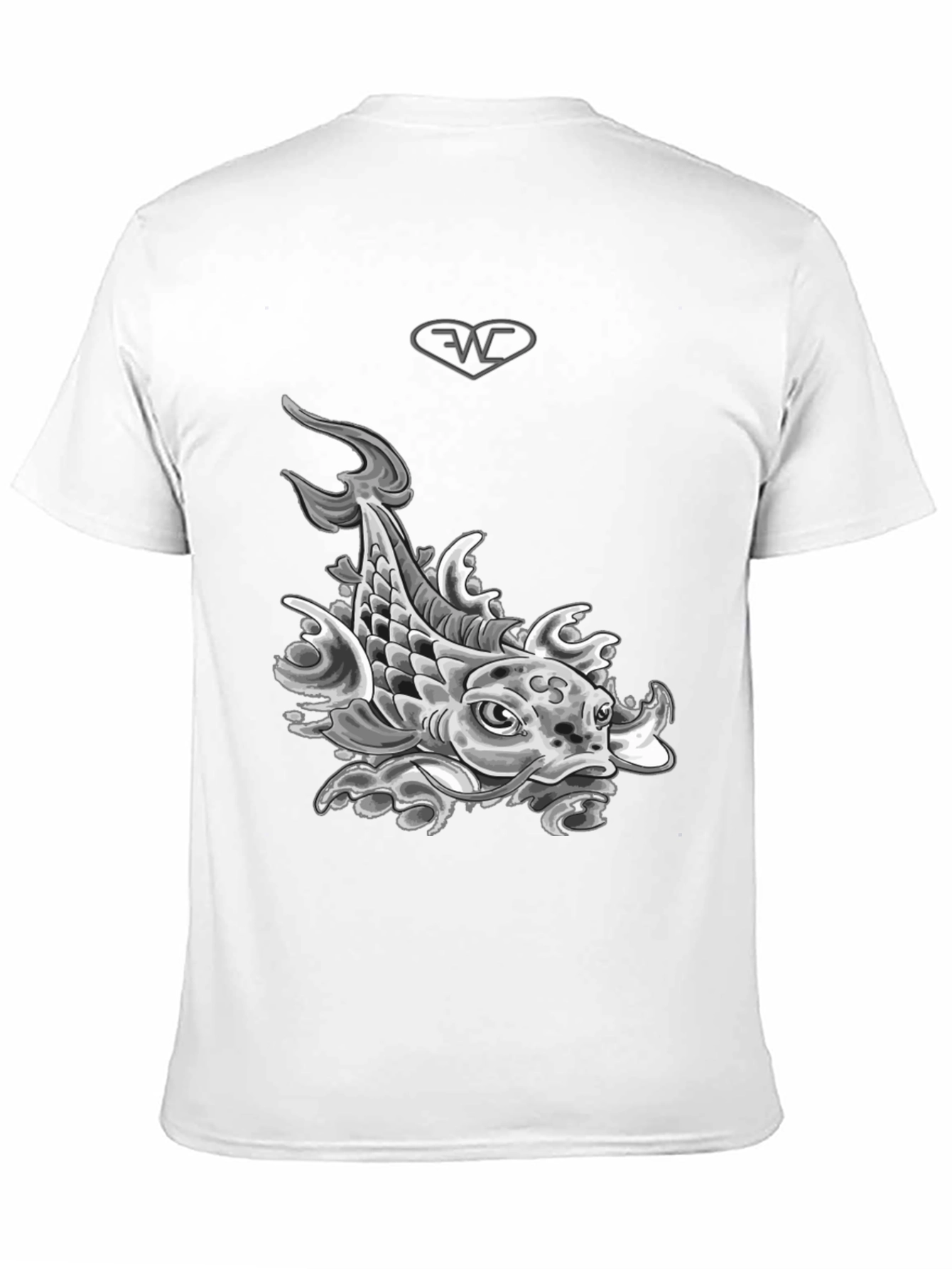 Black Koi Fish Graphic T-Shirt - Black Cotton Blend Tee view 11