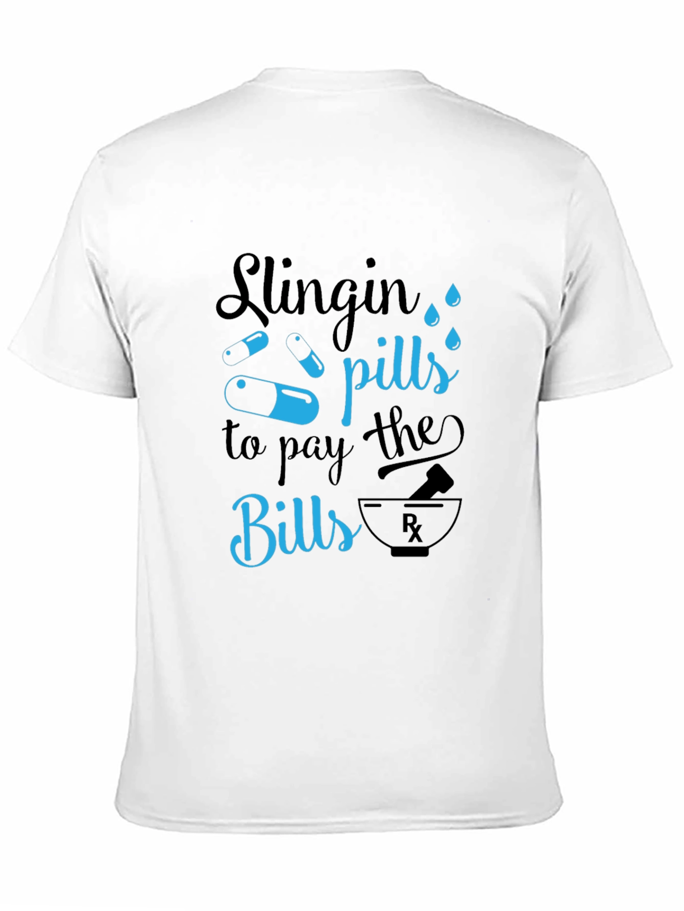 Black Slingin' Pills Graphic T-Shirt - Funny Pharmacy Tee view 11