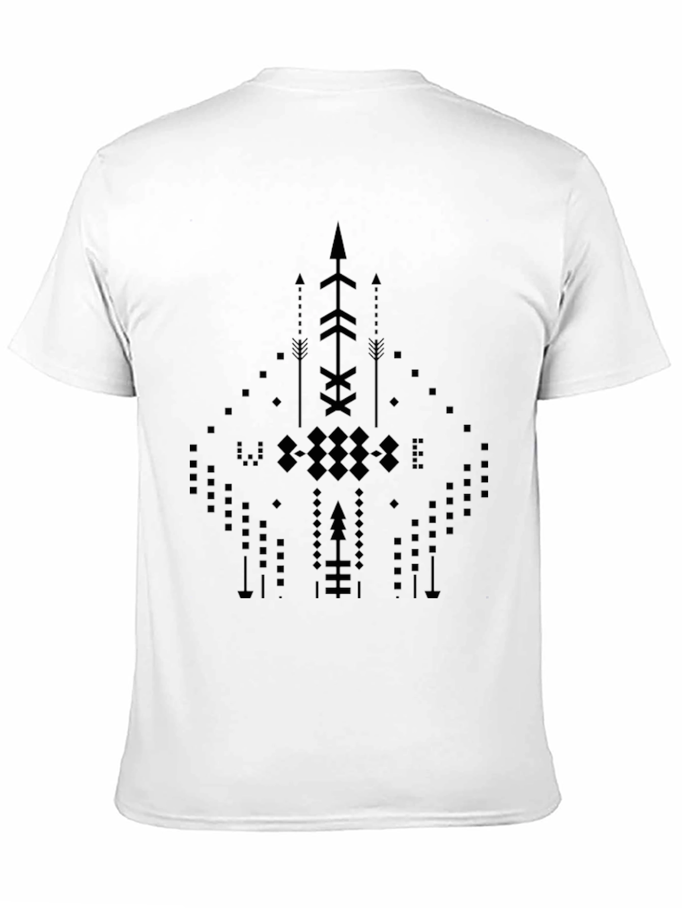 Abstract Geometric Arrow Design Black T-Shirt - 11