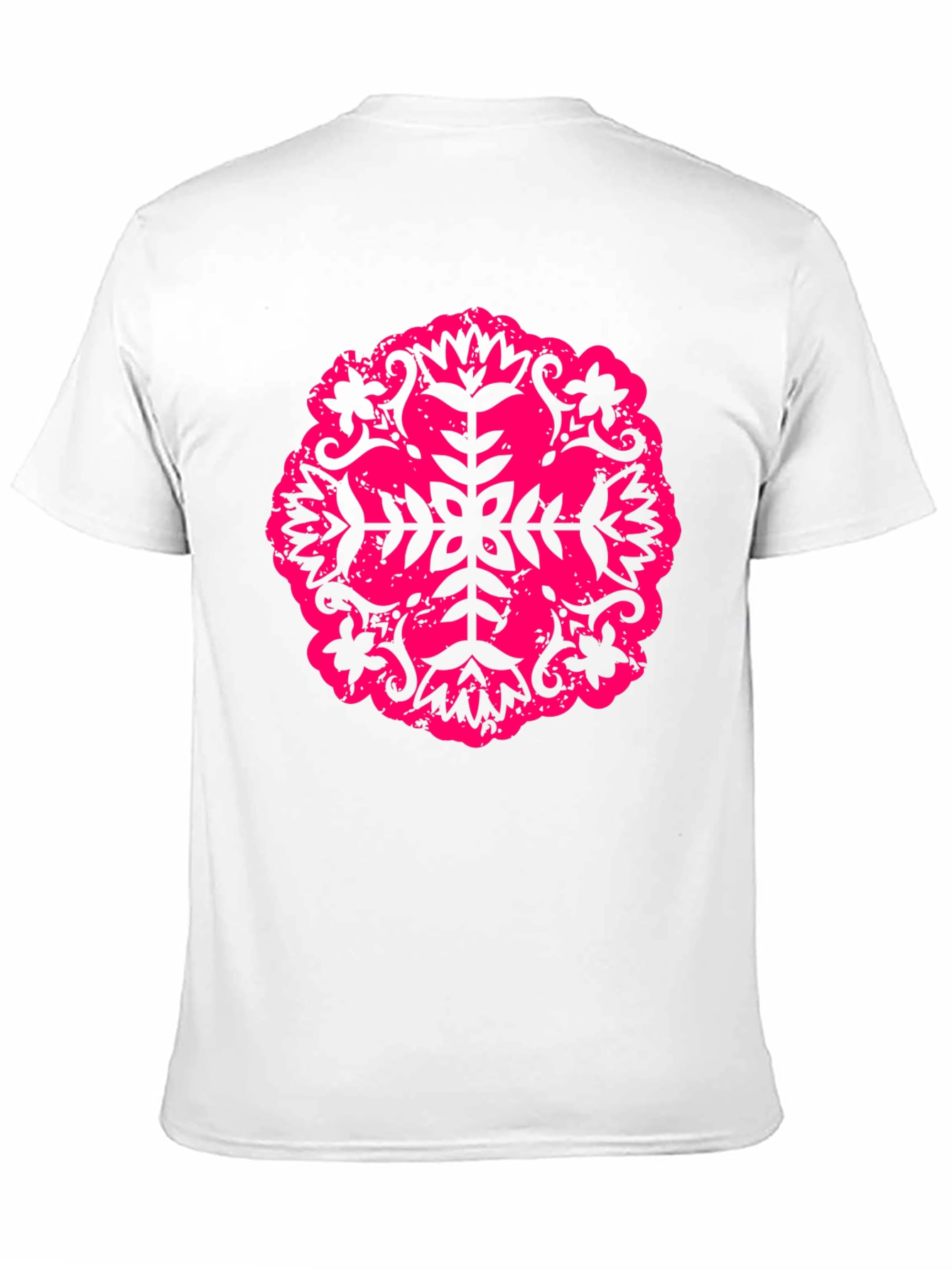 Black Black Tee with Pink Floral Mandala Design view 11
