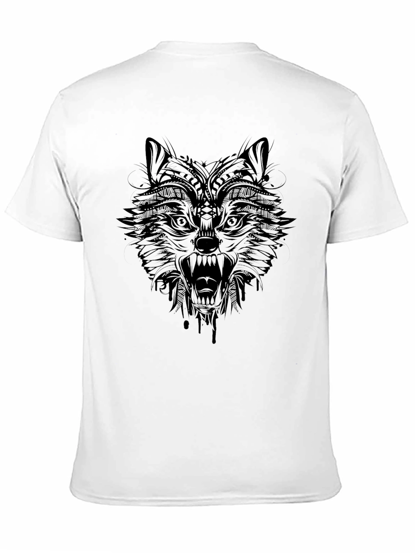 Black Men's Black Wolf Graphic Tee view 11