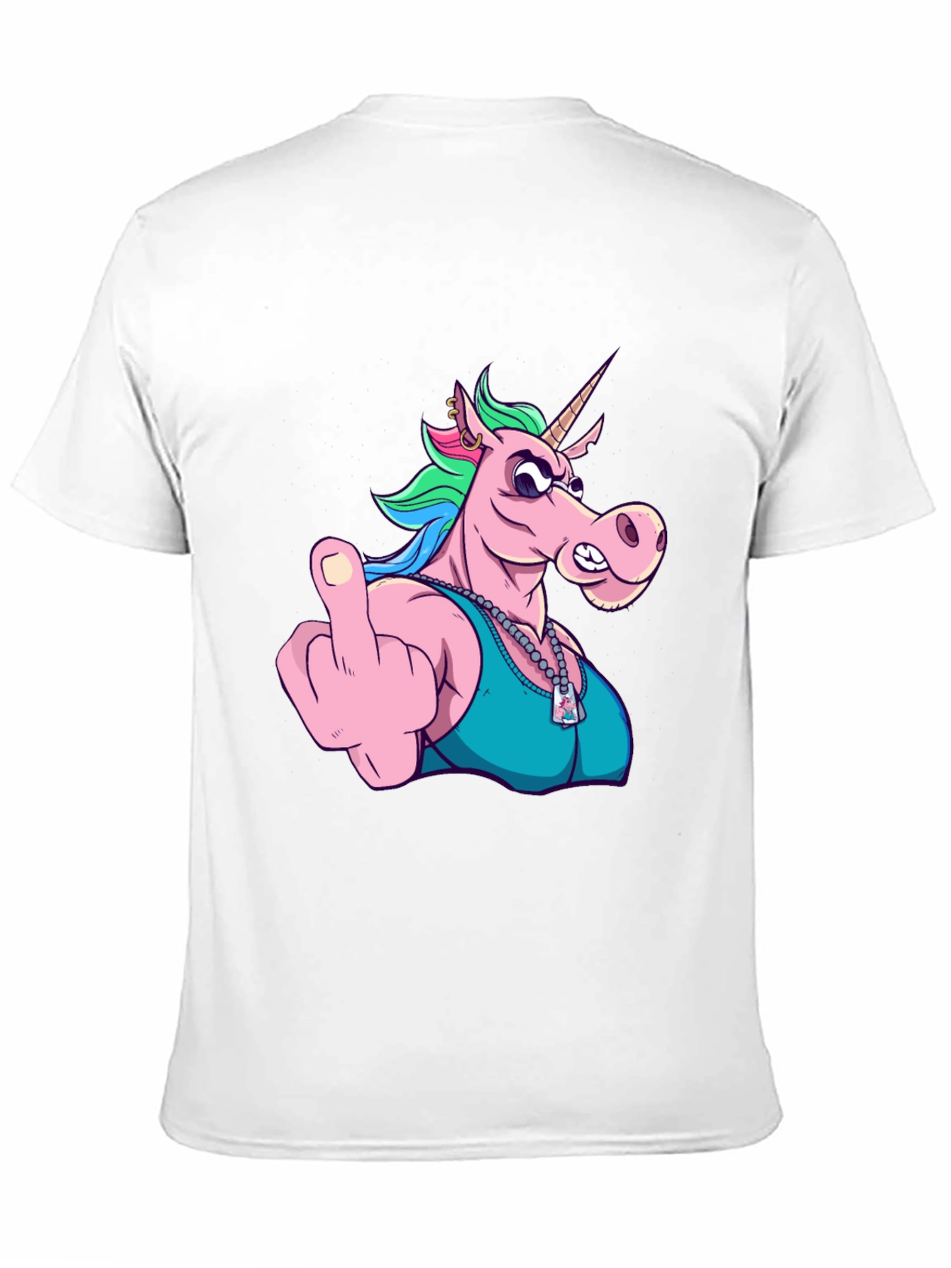 Black Funny Unicorn Middle Finger Graphic Tee view 11