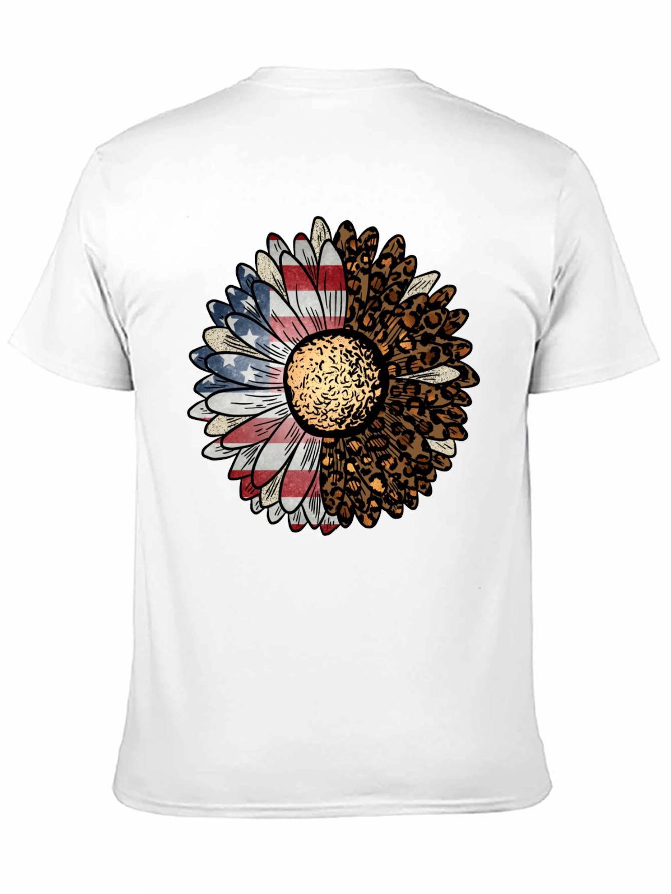 Black American Flag Leopard Sunflower Graphic Tee view 11