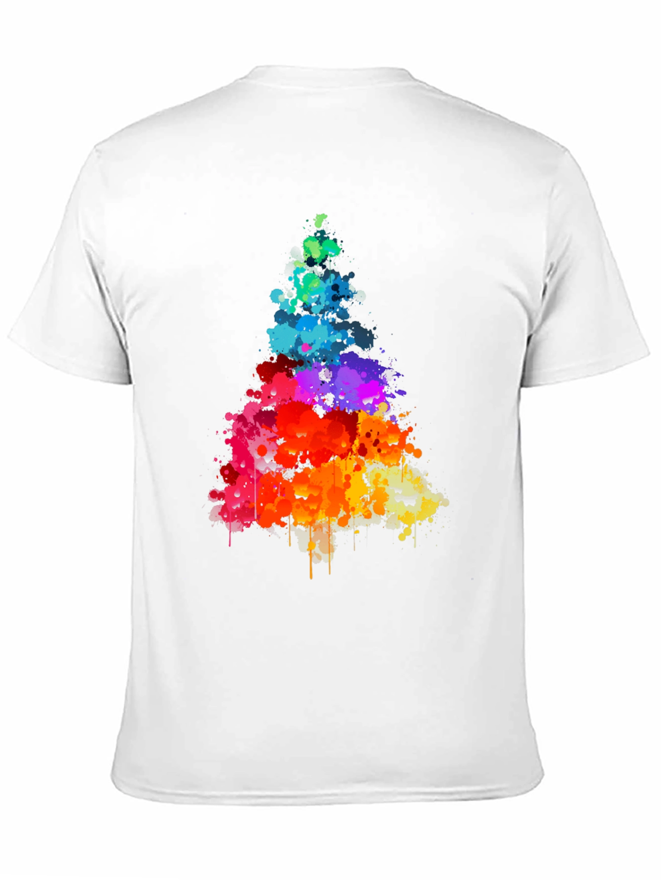 Black Rainbow Splatter Tree Graphic Tee - Black Cotton Shirt view 11