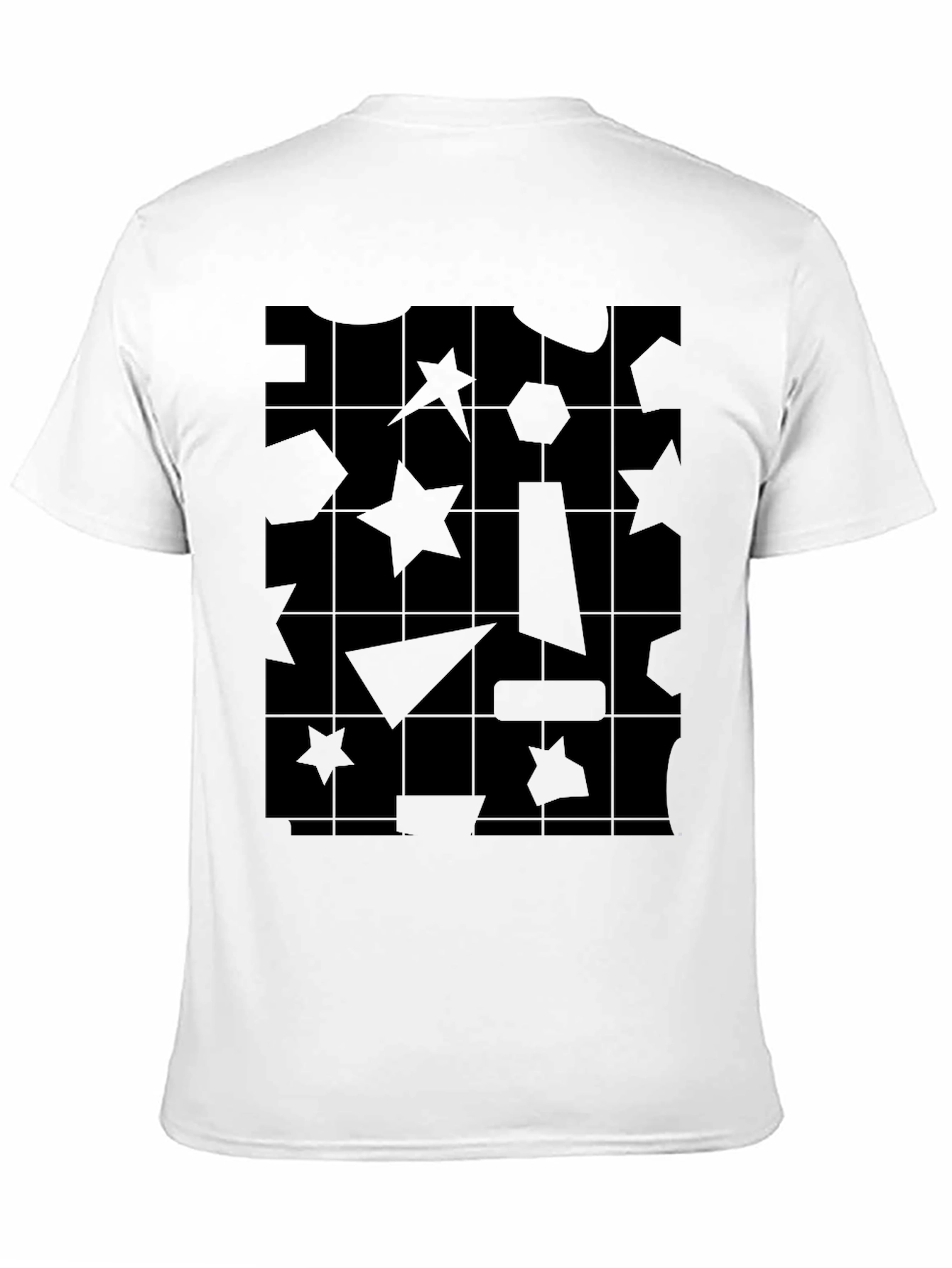 Black Abstract Geometric Pattern Black T-Shirt view 11