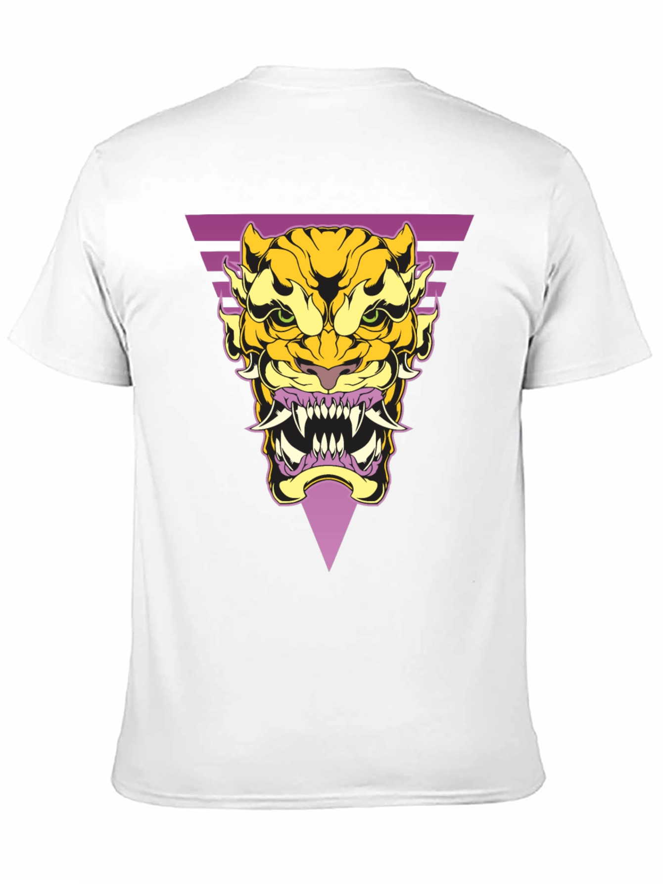 Black Geometric Tiger Graphic Tee - Black Cotton T-Shirt view 11