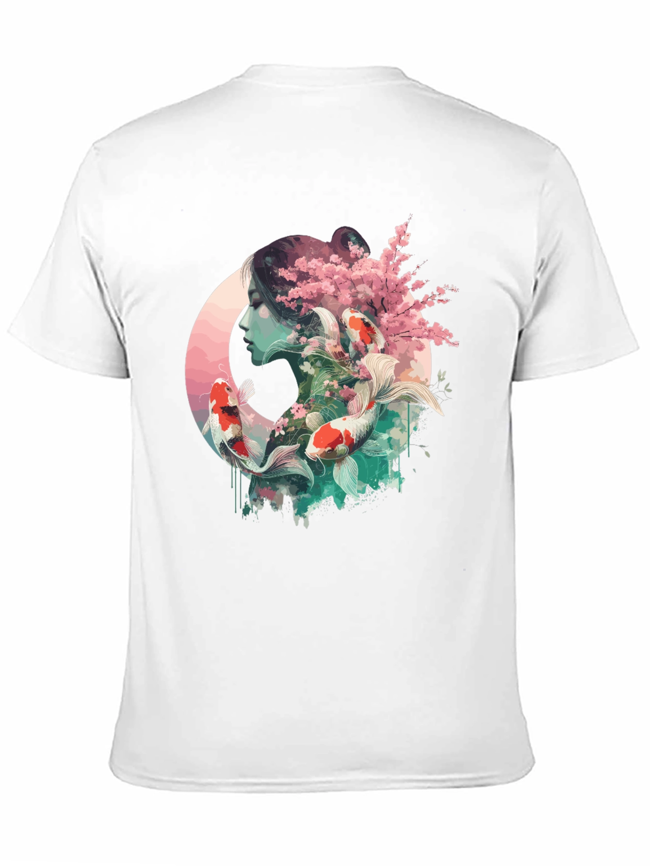 Black Koi Fish & Cherry Blossom Graphic Tee view 11