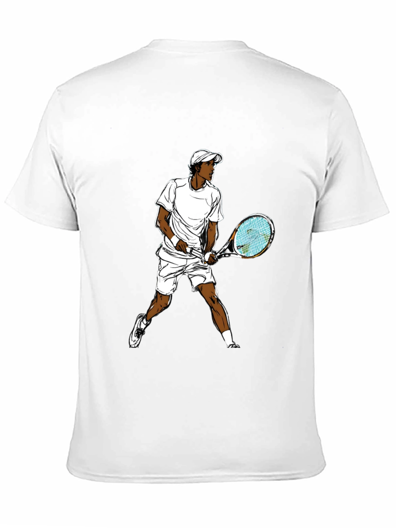 Black Tennis Player Graphic T-Shirt - Black Casual Tee view 11
