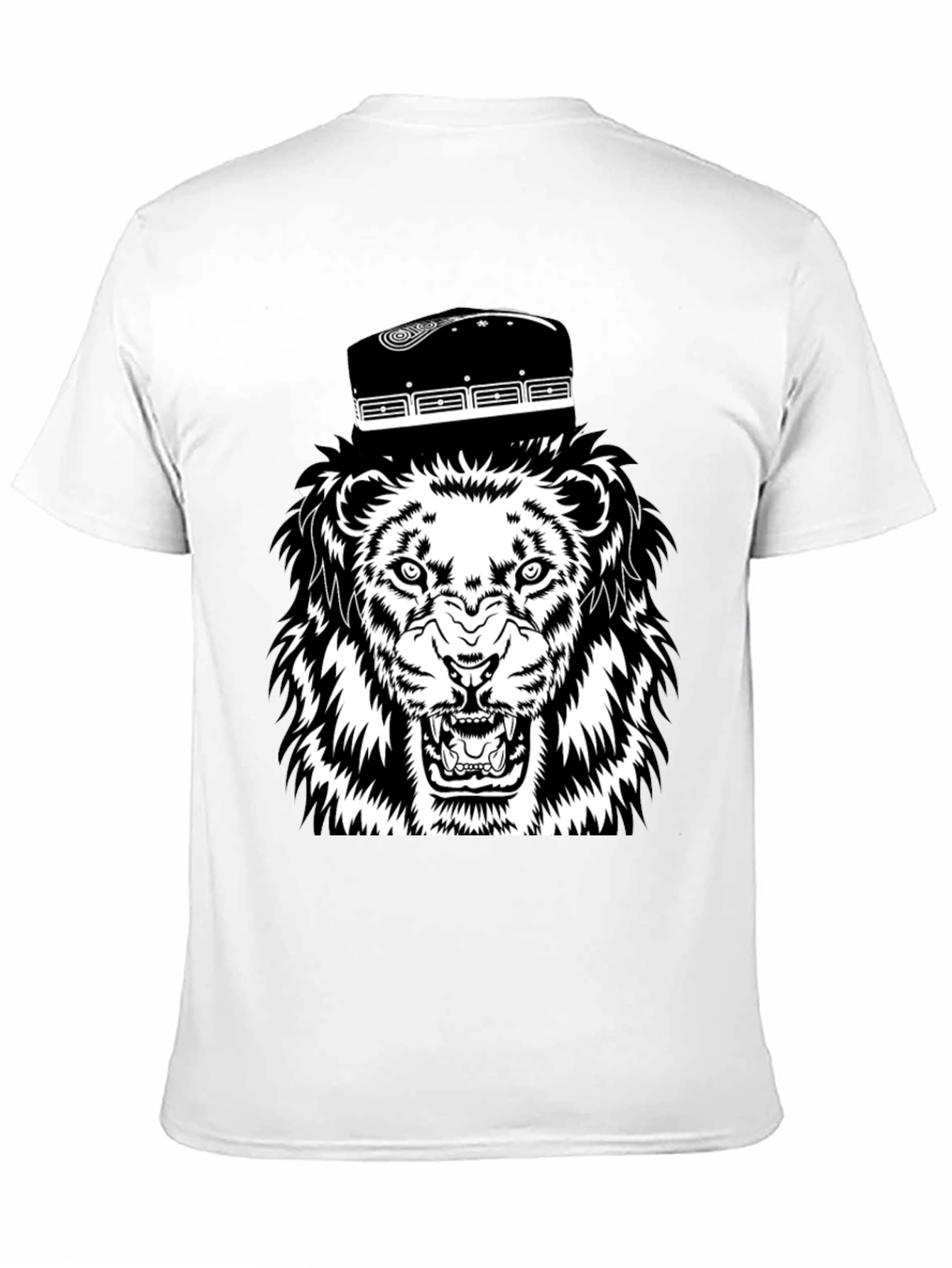 Black Lion with Fez Black T-Shirt view 11