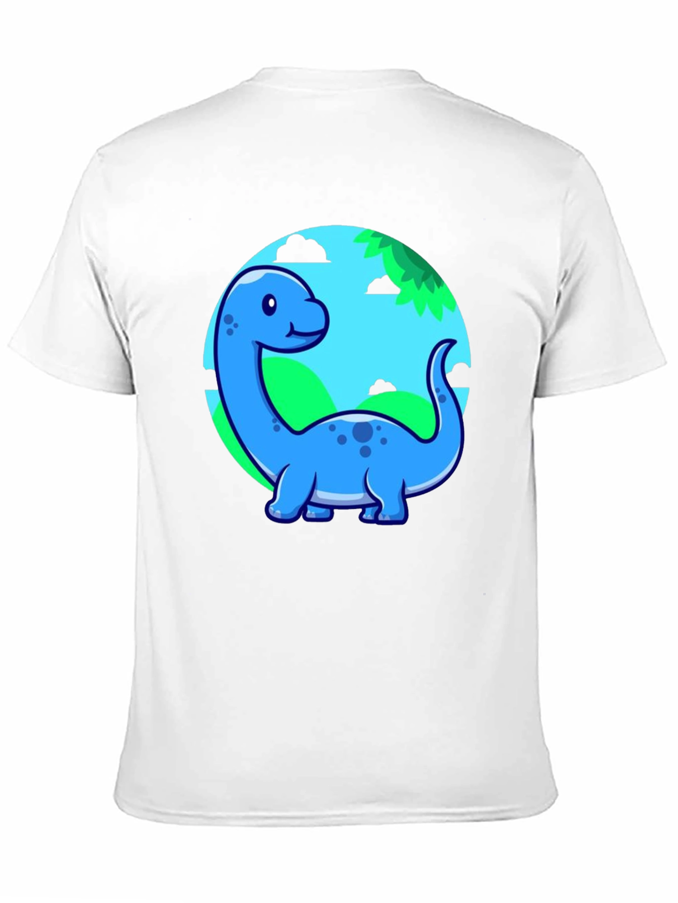 Black Cute Blue Cartoon Dinosaur T-Shirt view 11