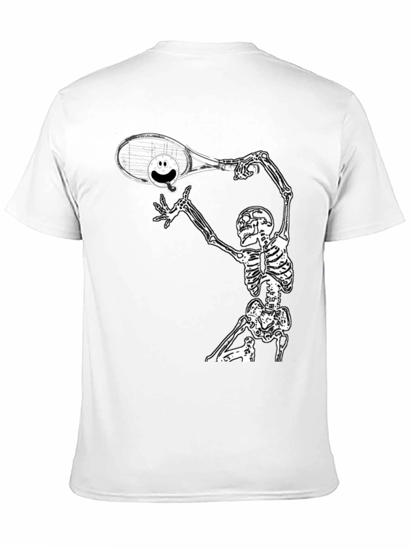 Black Humorous Skeleton Tennis T-Shirt view 11
