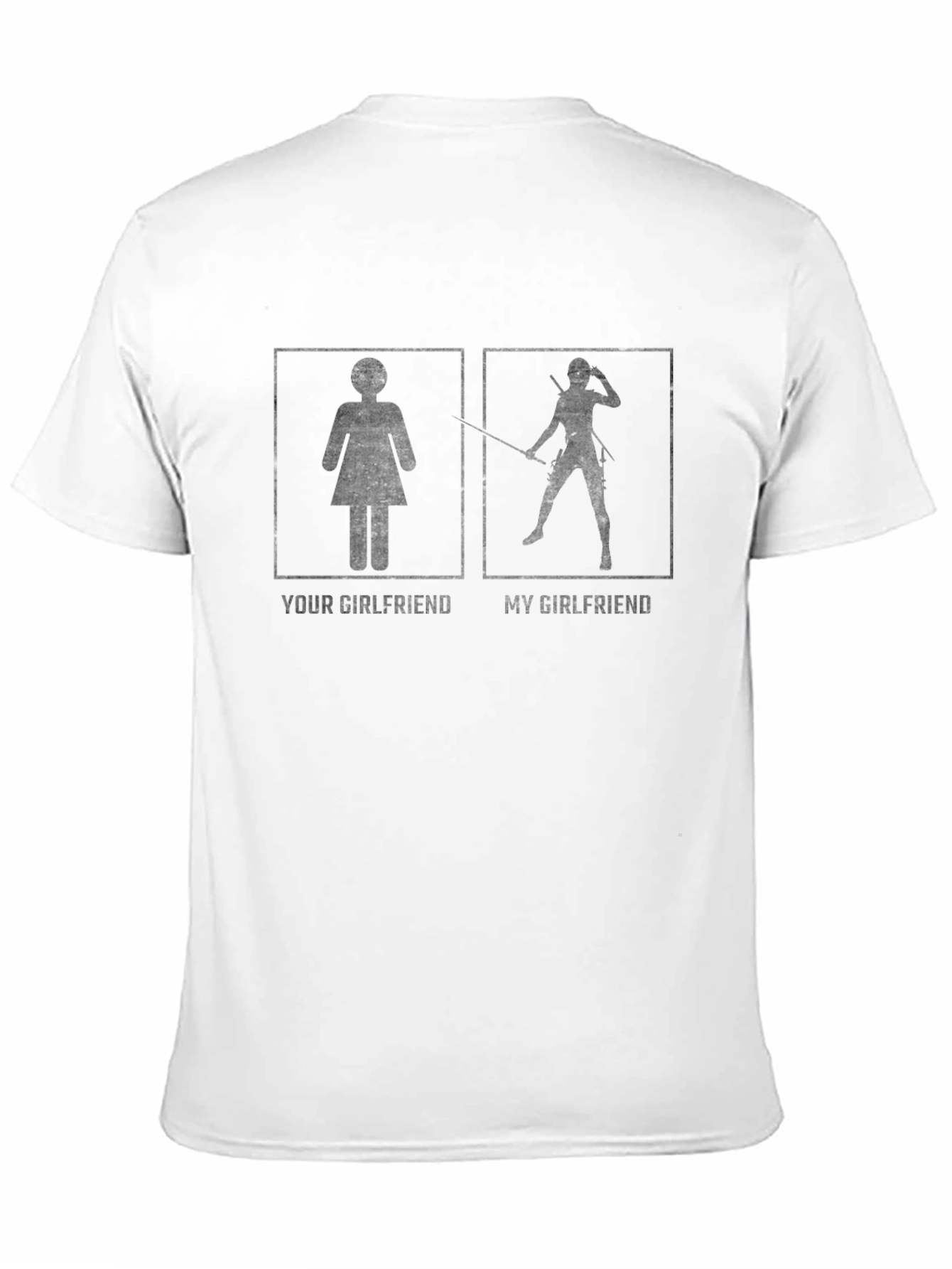 Black Funny "Your Girlfriend vs My Girlfriend" Black T-Shirt view 11