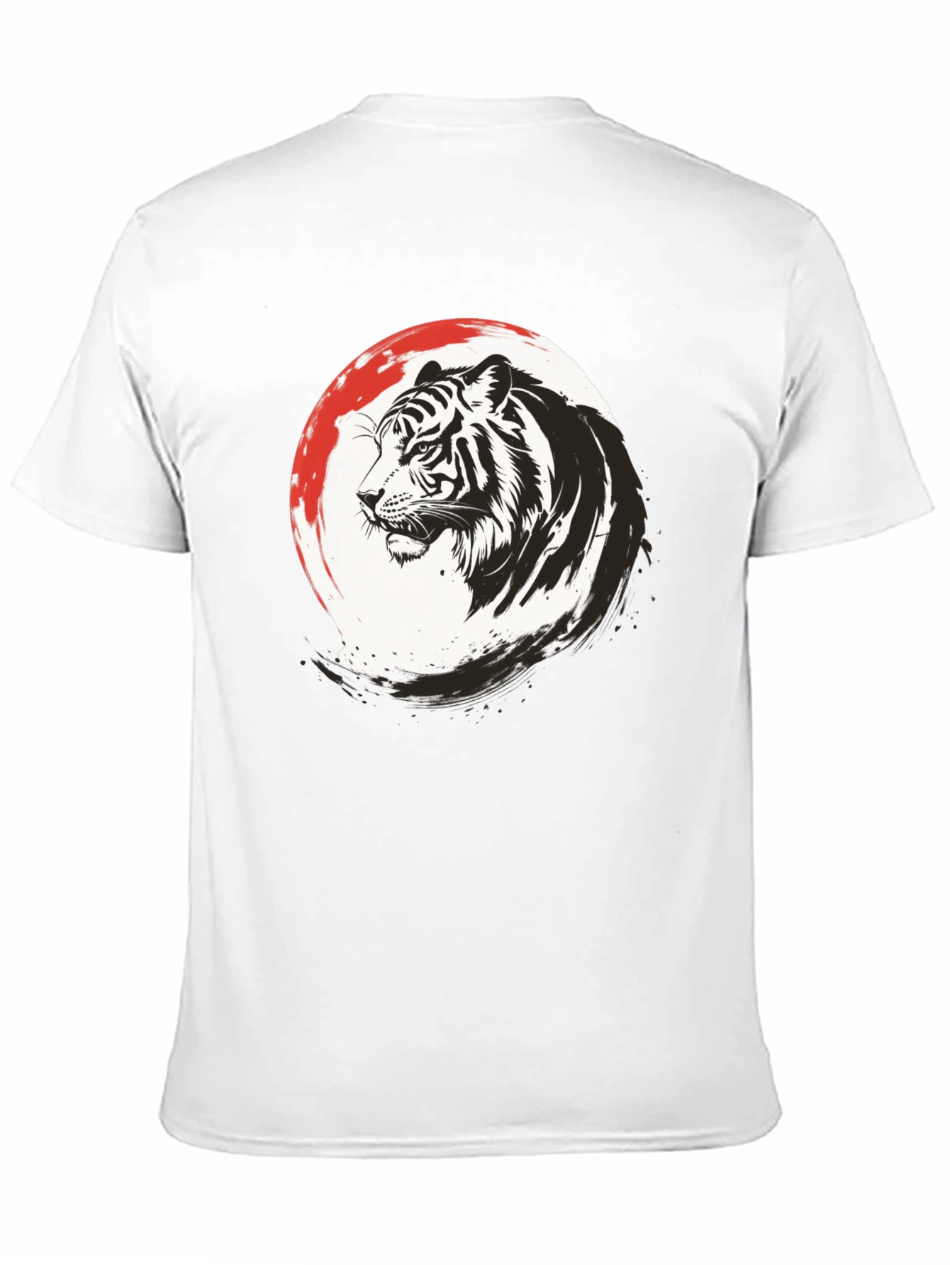 Black Tiger Graphic Print Men's Black T-Shirt view 11