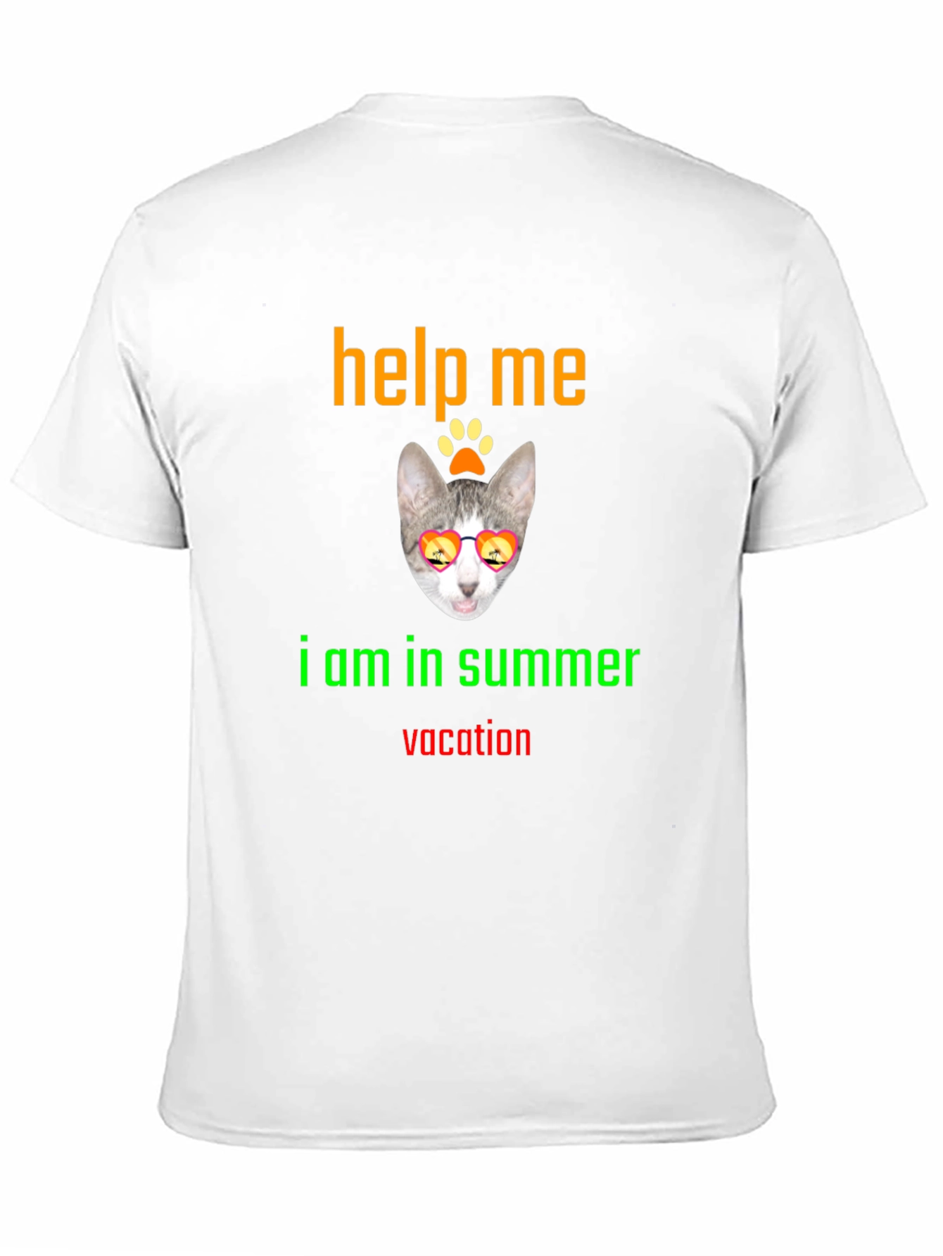 Black Help Me Summer Vacation Tee - Cat Sunglasses T-Shirt view 11