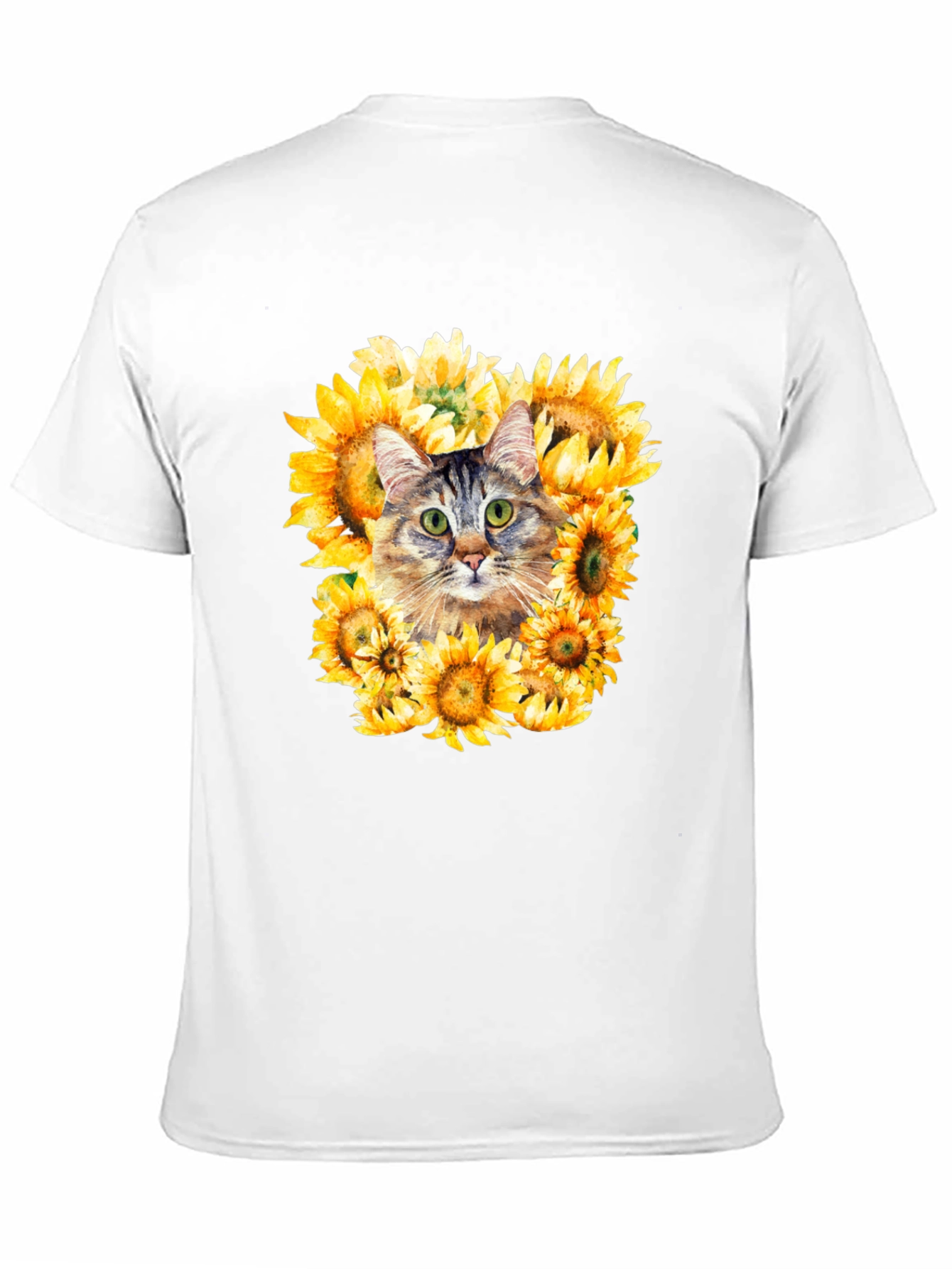Black Cat Sunflower Graphic Tee - Men's Black T-Shirt view 11