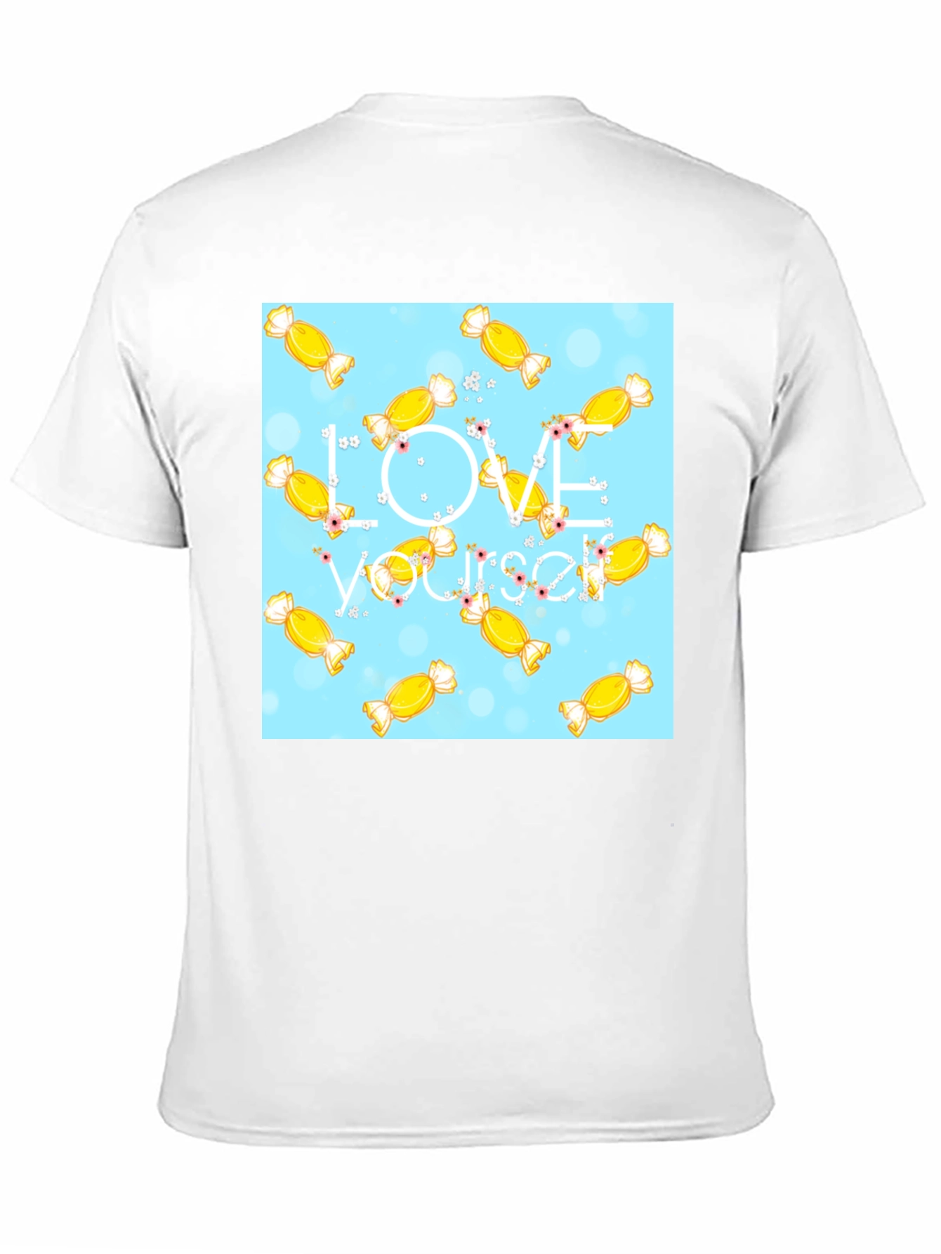 Black Love Yourself Candy Pattern Black T-Shirt view 11