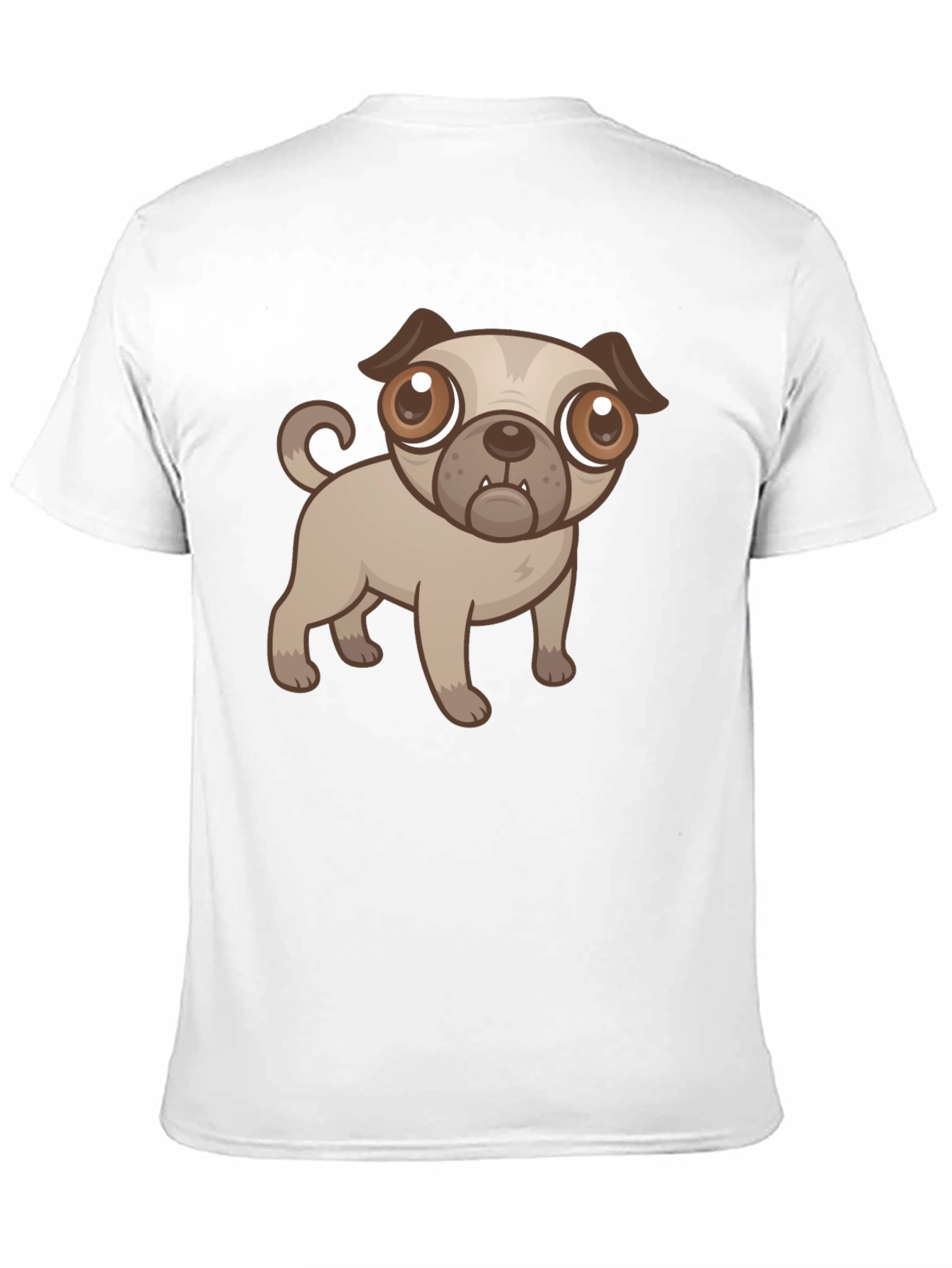 Black Cute Cartoon Pug Dog Black T-Shirt view 11