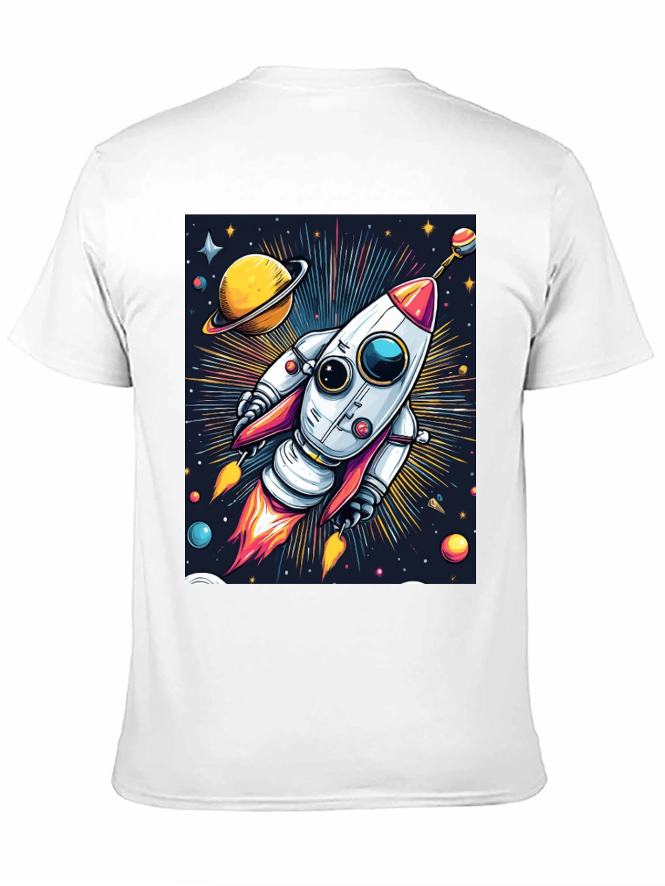 Black Space Rocket T-Shirt - Cosmic Graphic Tee view 11