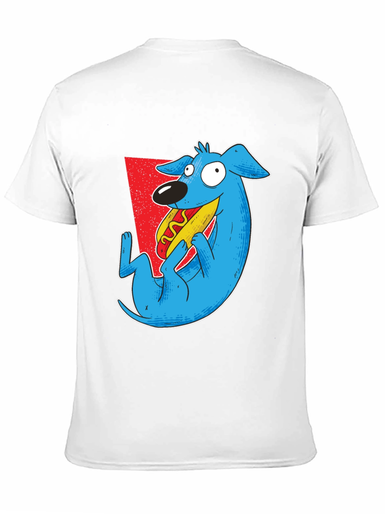 Black Cartoon Dog Eating Hotdog Graphic Tee - Black view 11
