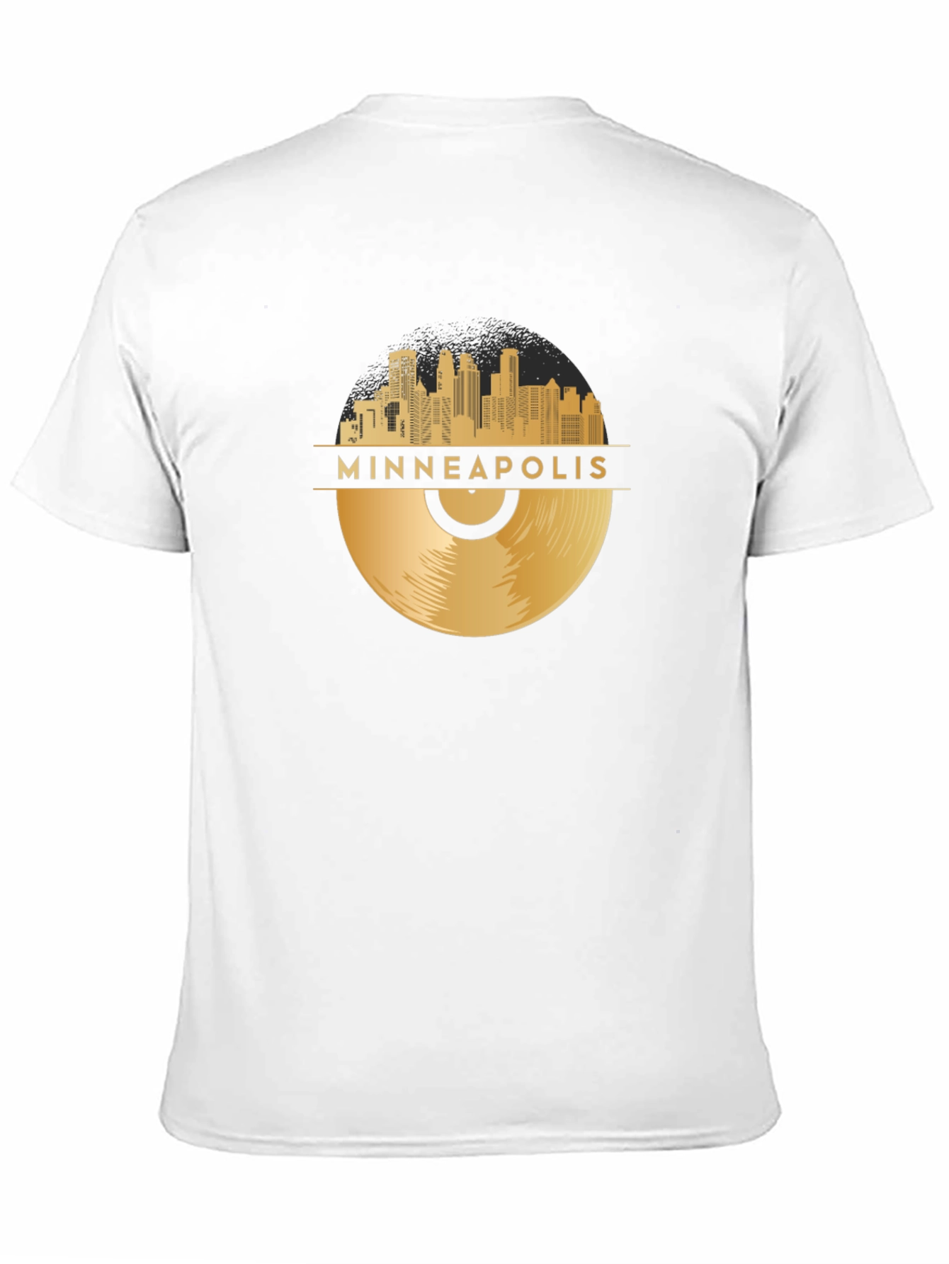 Black Minneapolis Gold Record Skyline Black T-Shirt view 11
