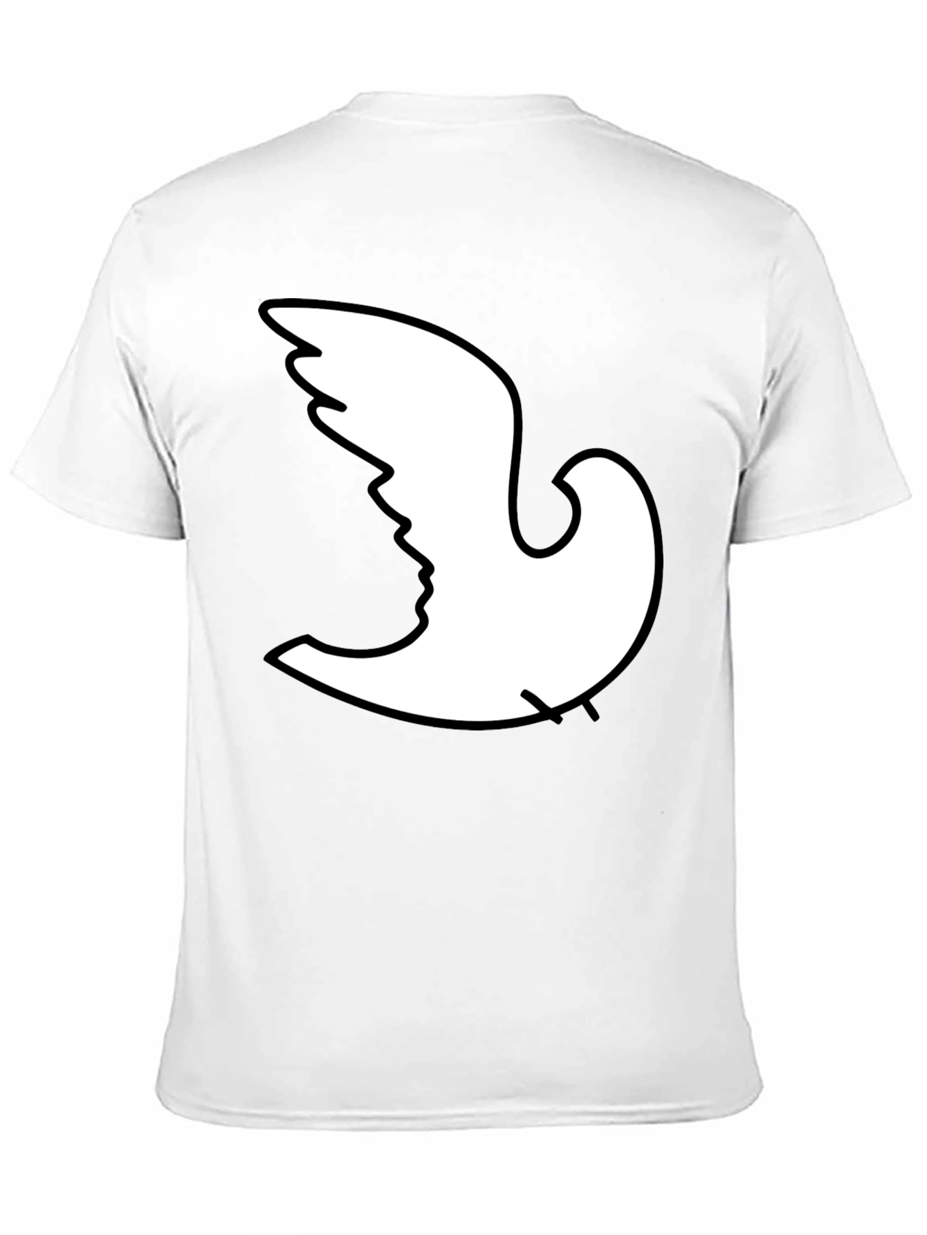 Black Optical Illusion Dove Face Graphic T-Shirt view 11