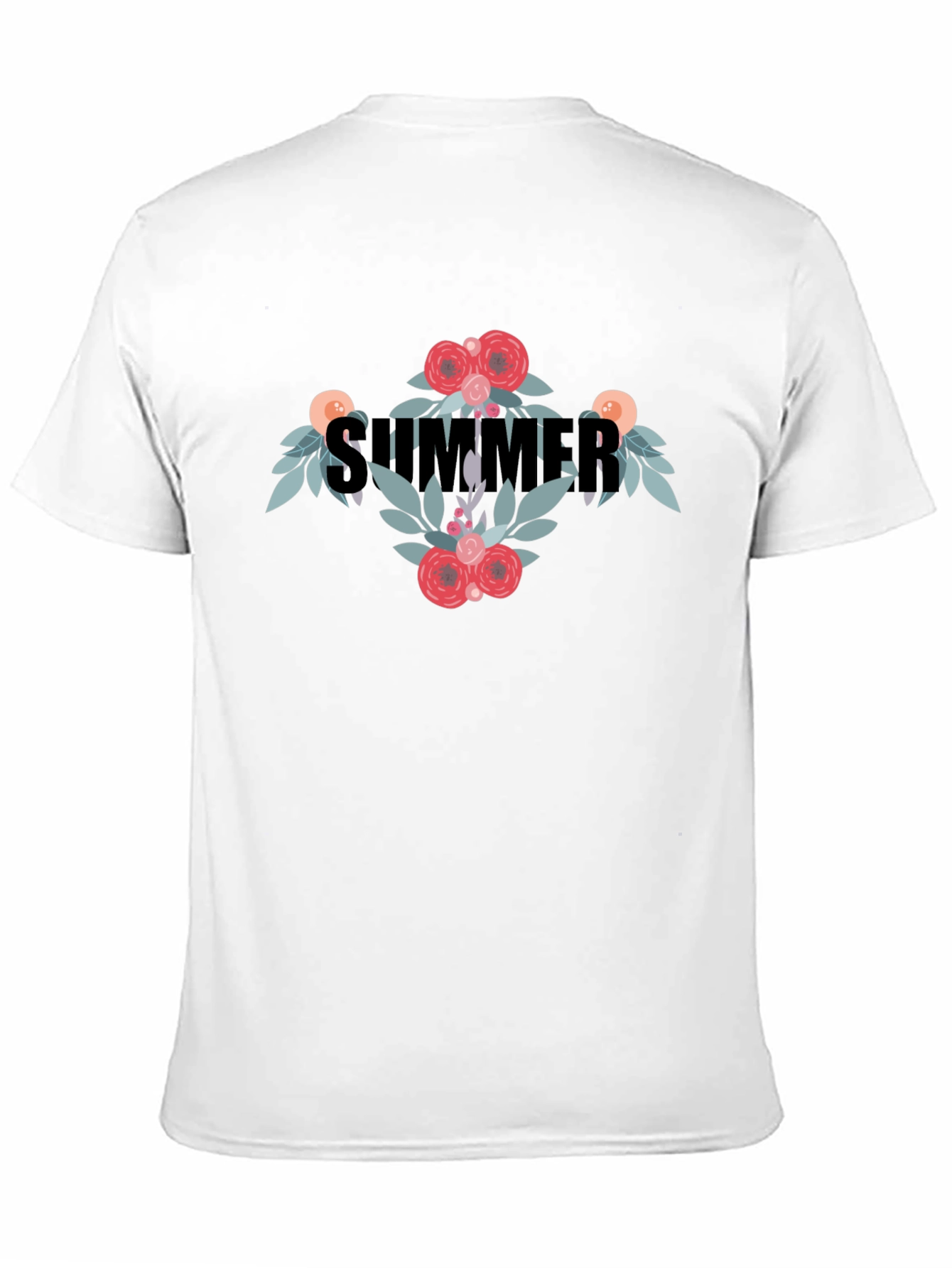 Black Summer Floral Graphic T-Shirt - Casual Black Tee view 11