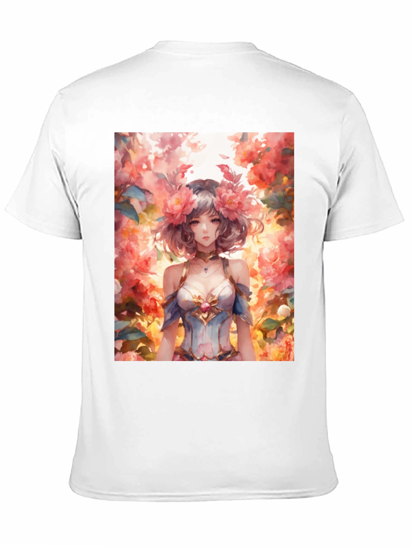 Black Floral Anime Girl Graphic Tee - Stylish & Unique view 11