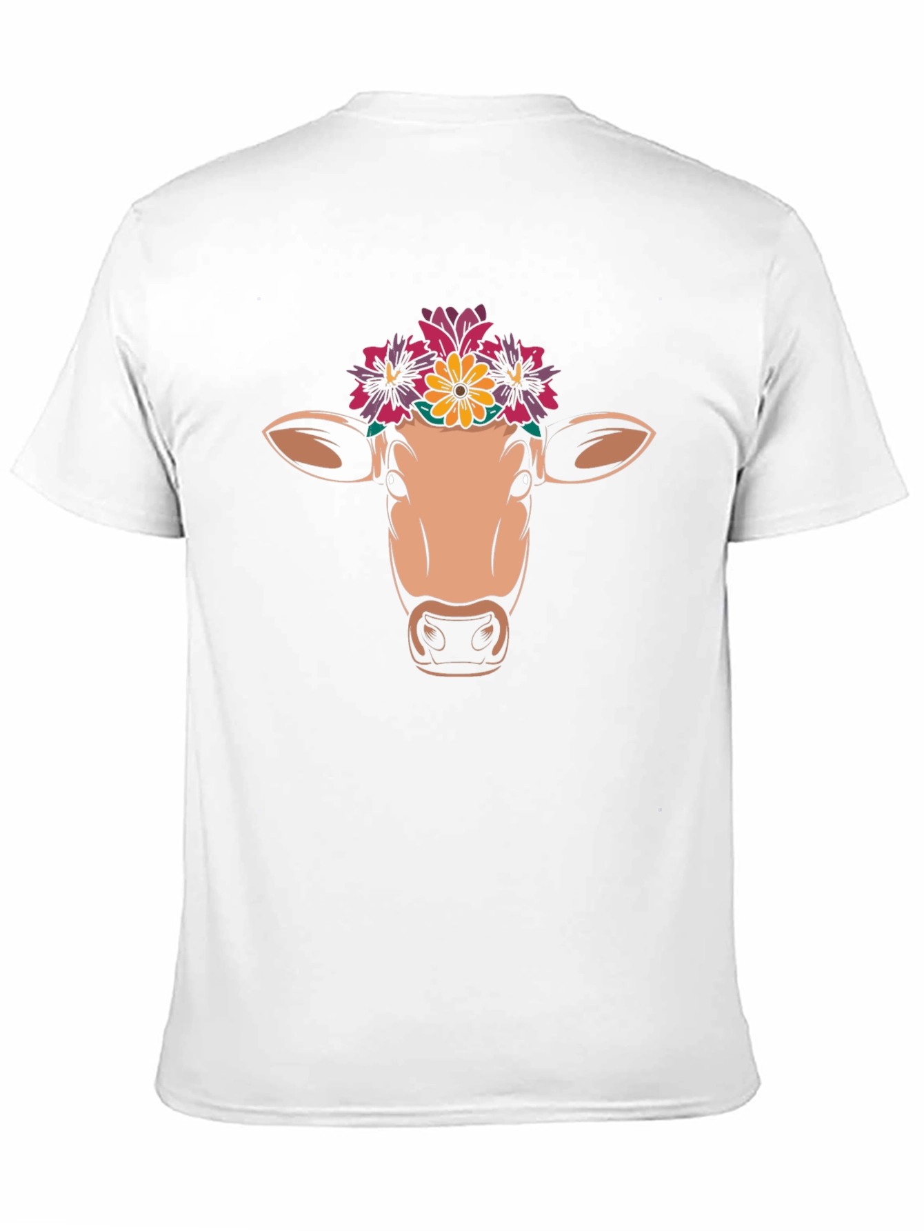 Black Floral Cow Graphic Tee - Unisex Black T-Shirt view 11