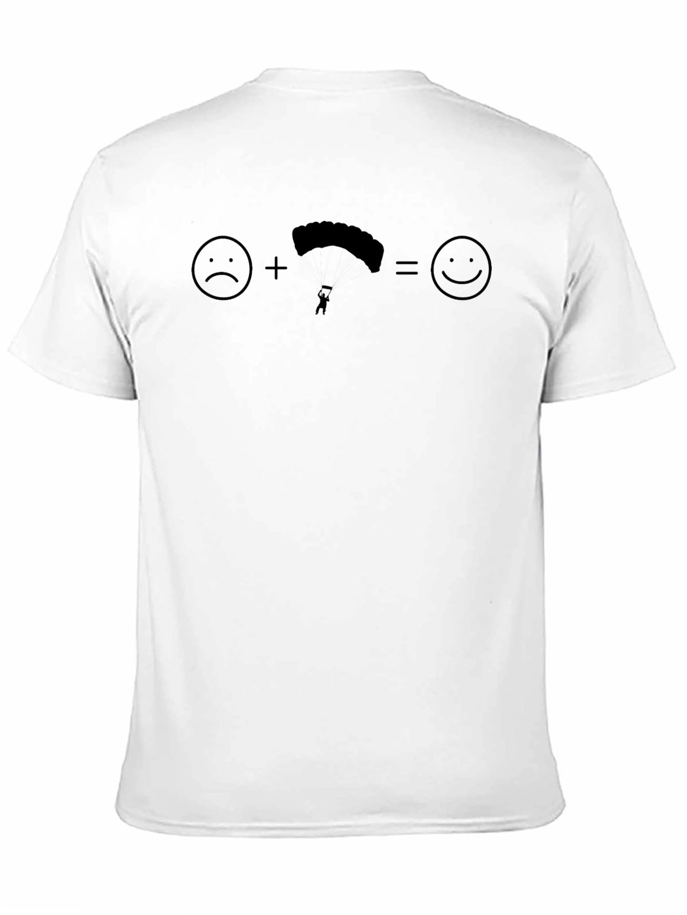 Black Skydiving T-Shirt: Sad + Parachute = Happy view 11