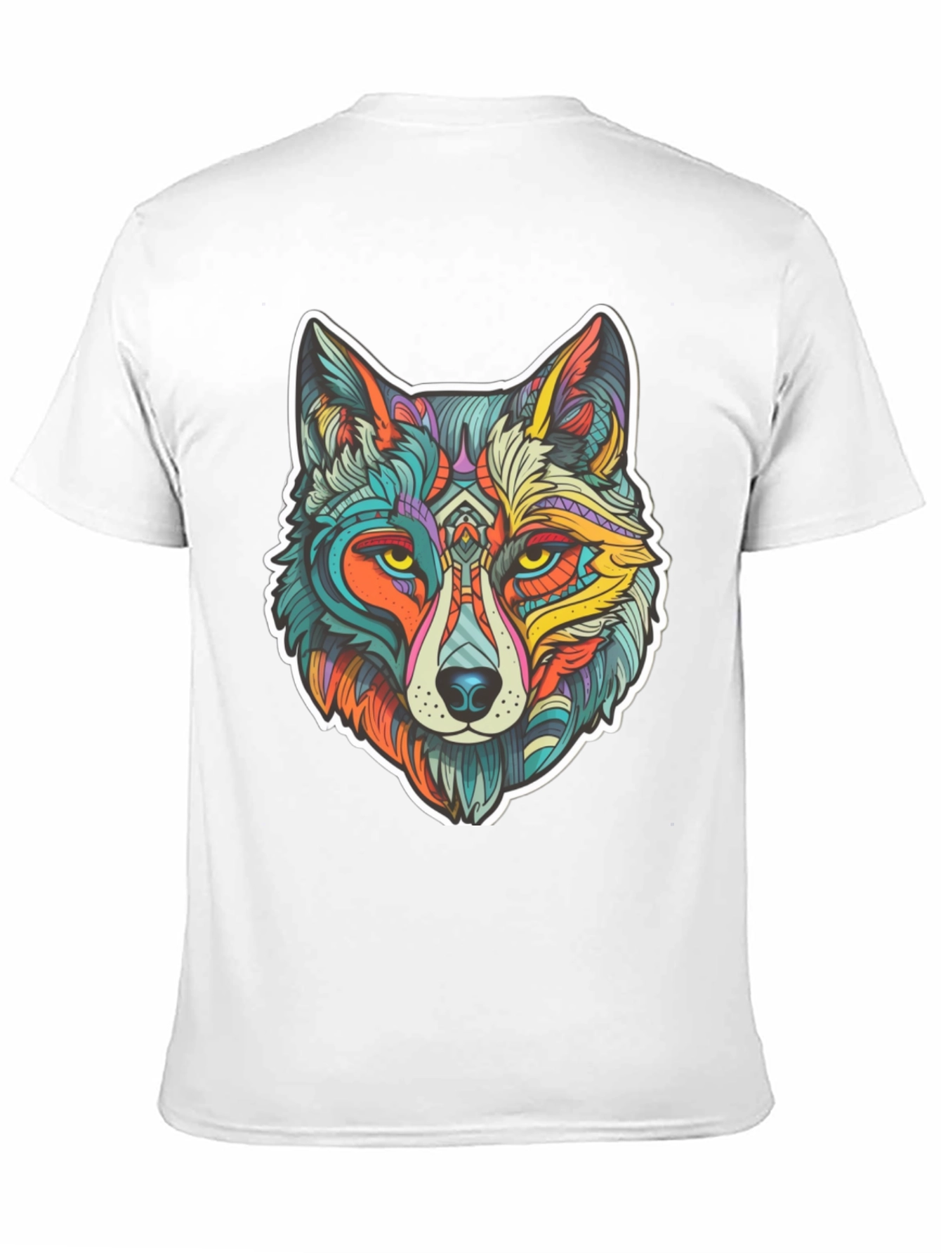 Black Wolf Art Graphic Print Black T-Shirt view 11