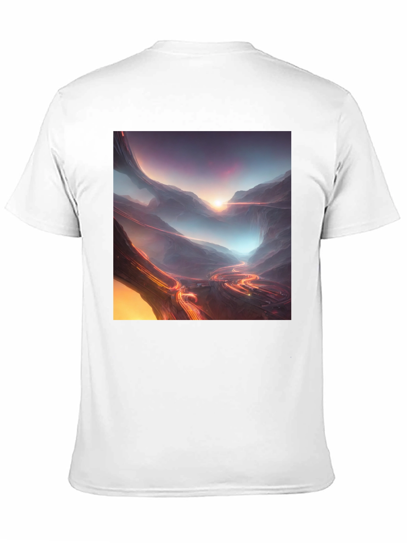 Black Sci-Fi Mountain Graphic Tee - Black Cotton view 11