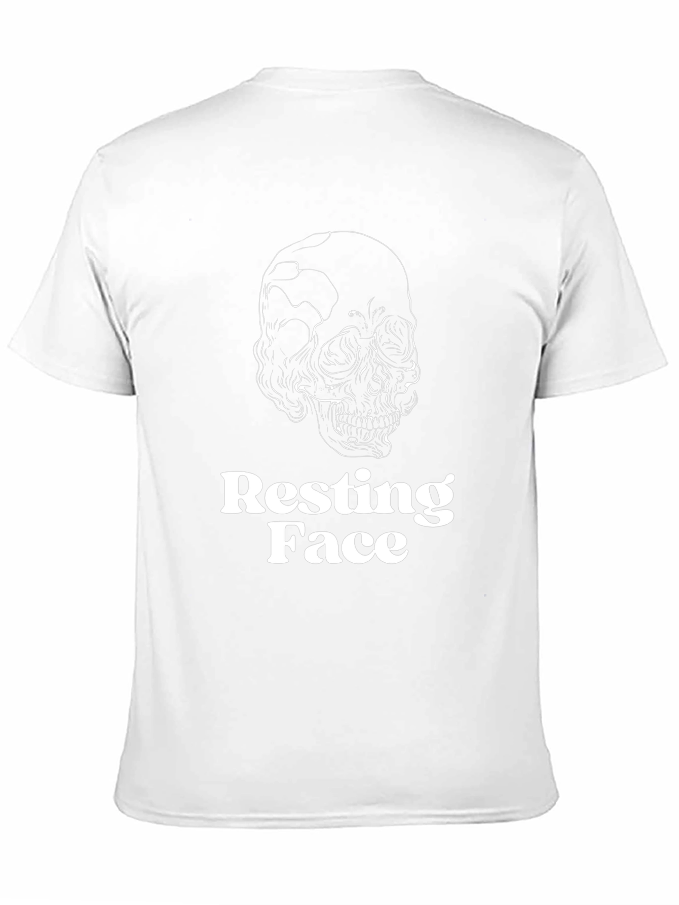 Black Resting Face Skull Graphic Tee - Black Cotton Casual T-Shirt view 11