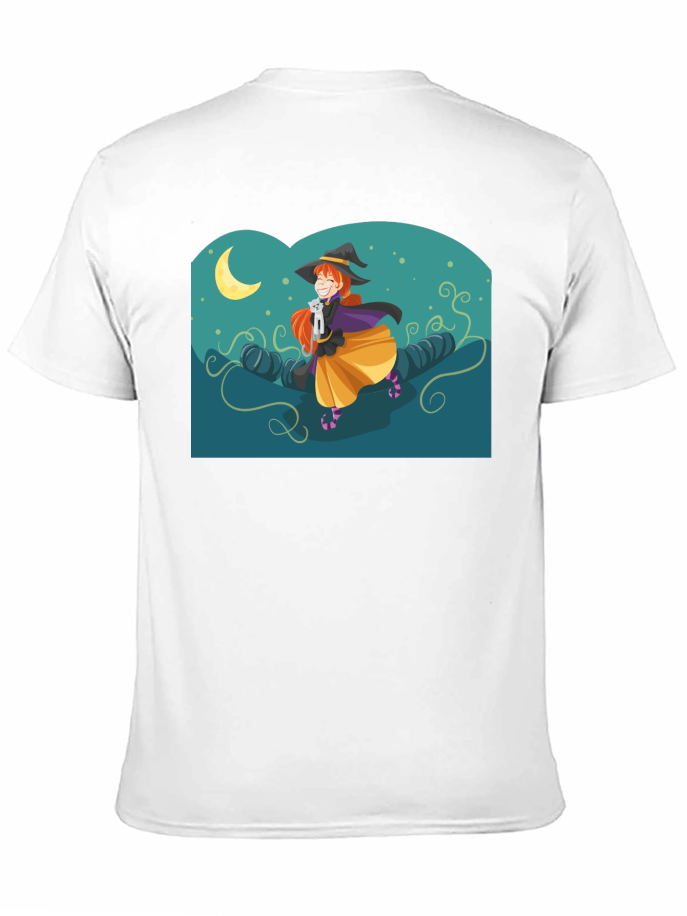 Black Whimsical Witch Graphic Tee - Black Cotton Shirt view 11