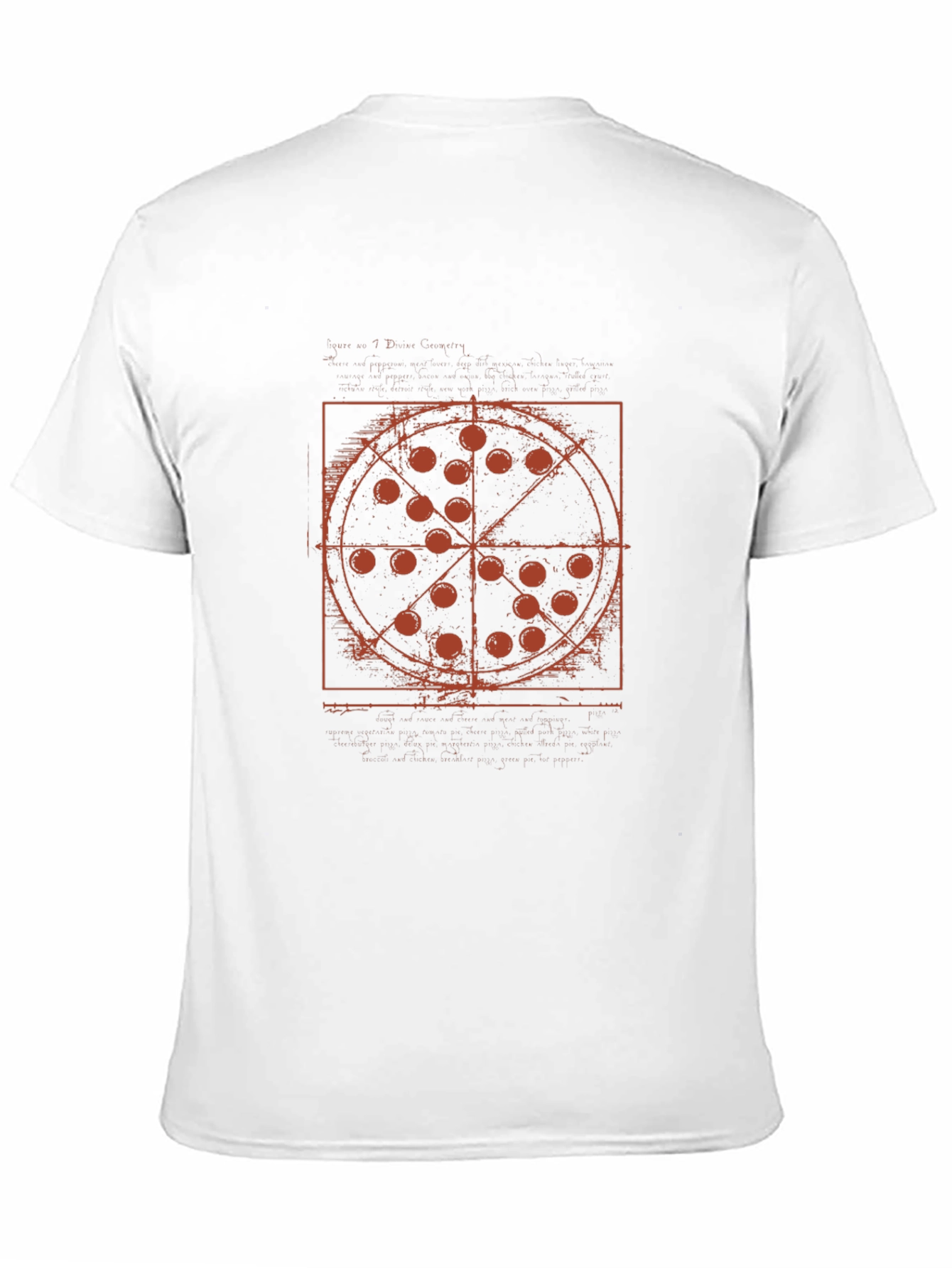 Black Vitruvian Pizza T-Shirt - Geometric Foodie Tee view 11
