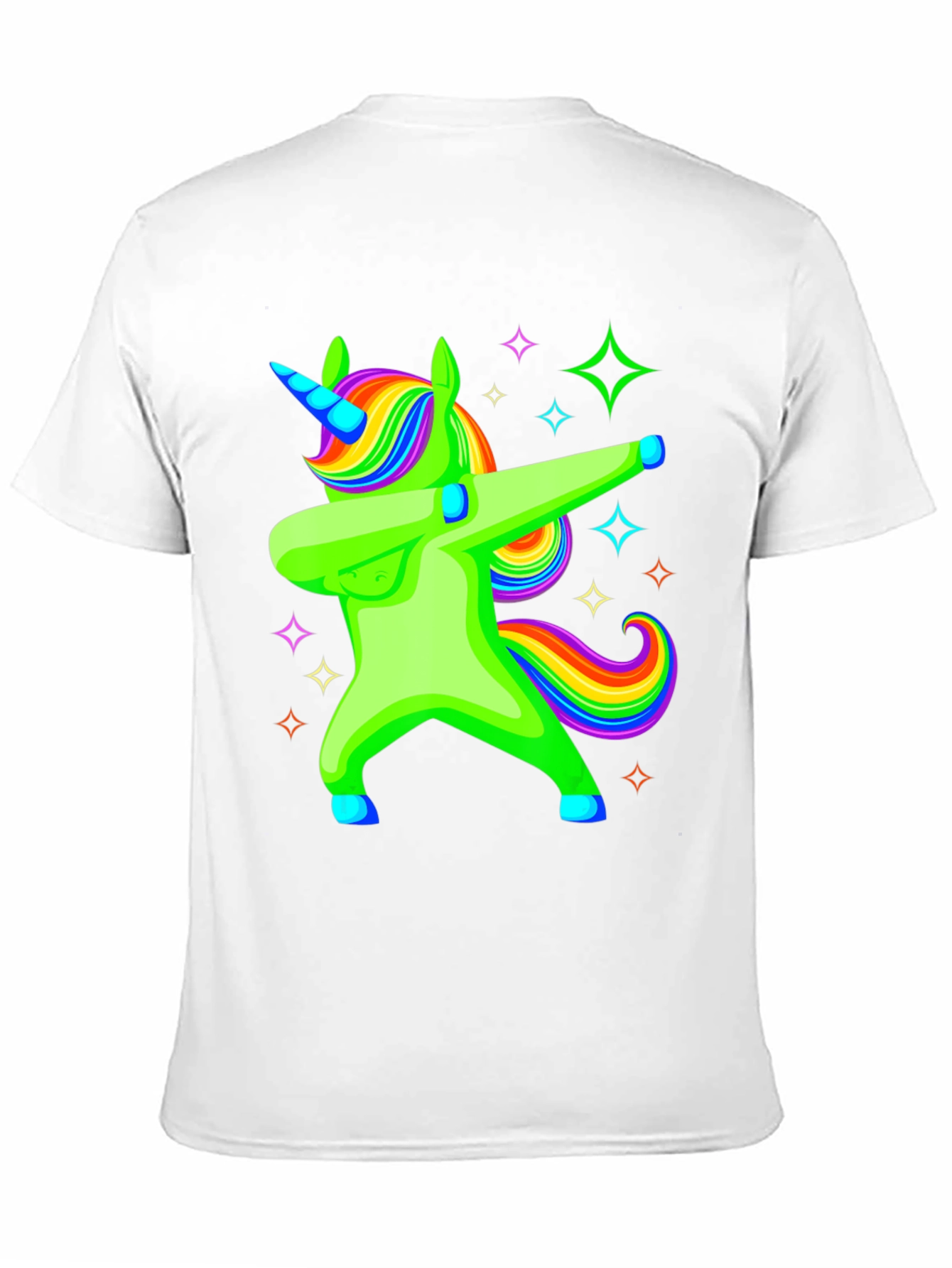 Black Dabbing Unicorn Graphic Tee - Rainbow Mane Black T-Shirt view 11