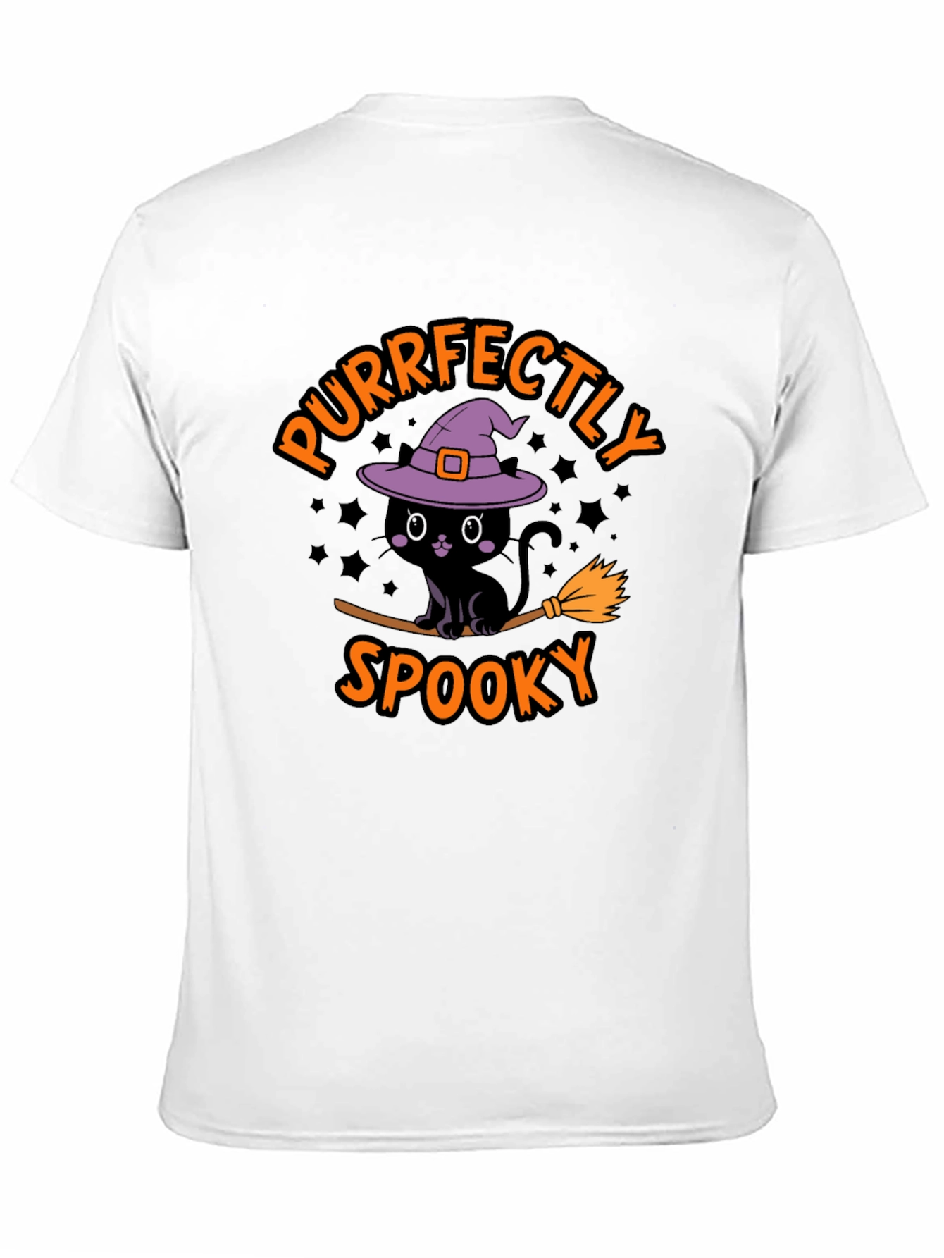 Black Purrfectly Spooky Halloween Black Cat T-Shirt view 11