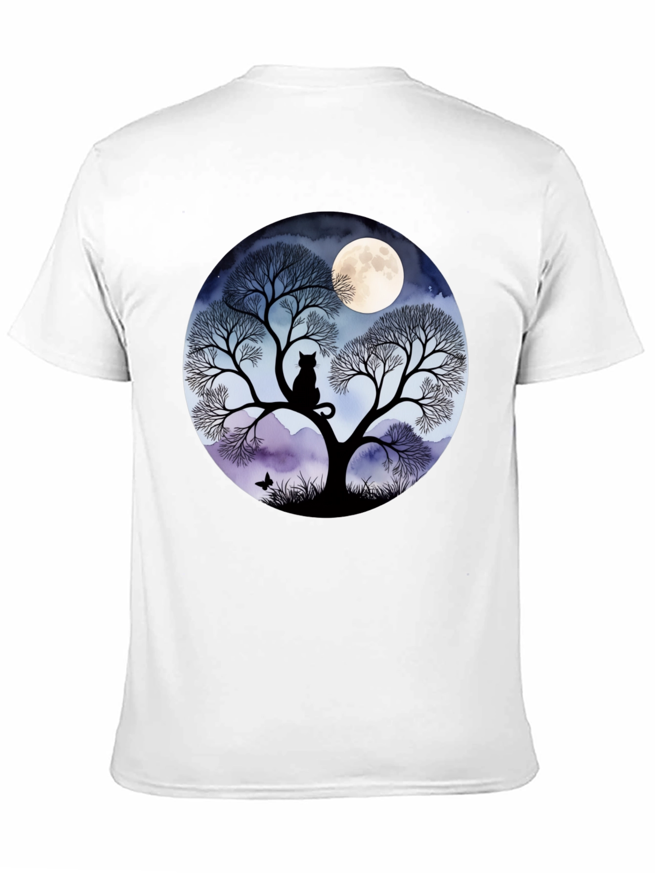 Black Moonlit Cat Tree Graphic Tee view 11