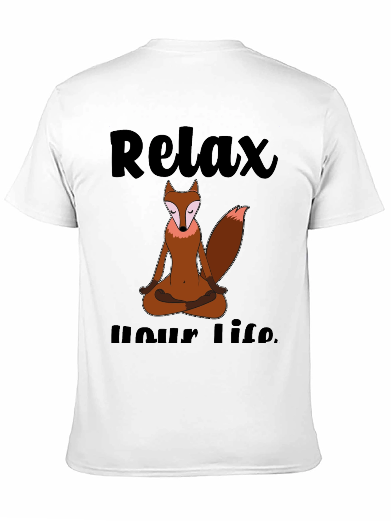 Black Relax Your Life Meditation Fox T-Shirt view 11