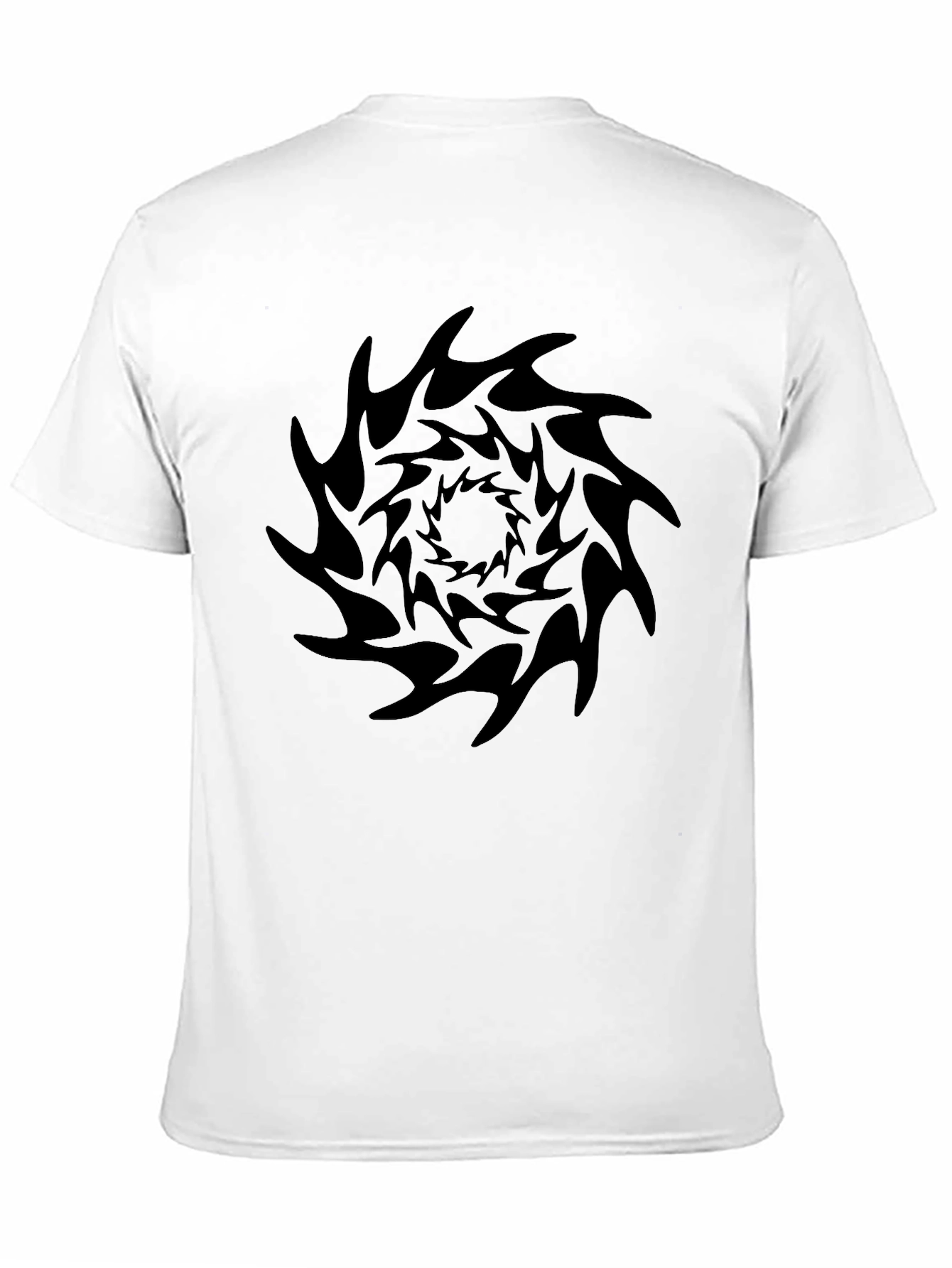 Black Men's Black T-Shirt with Abstract Swirl Design view 11